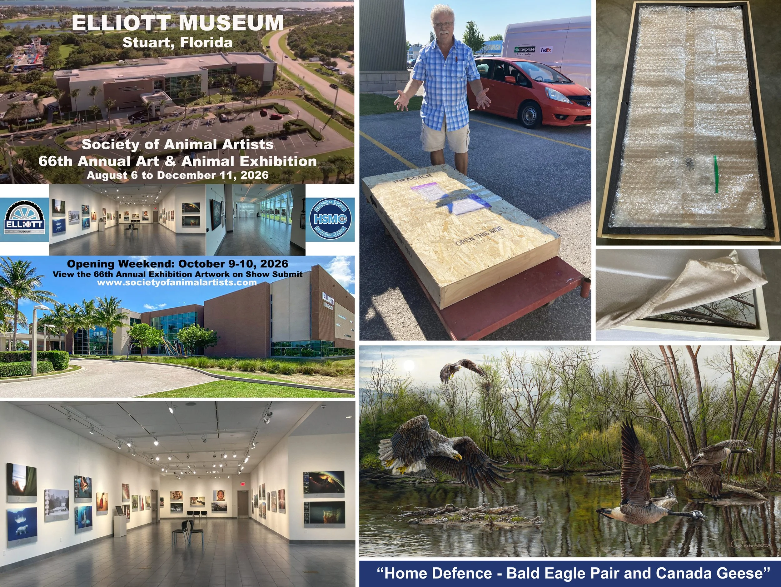 CONFIRMED - Shipment of Painting to Elliott Museum in Stuart, Florida for the 66th Annual Art Exhibition is successful.