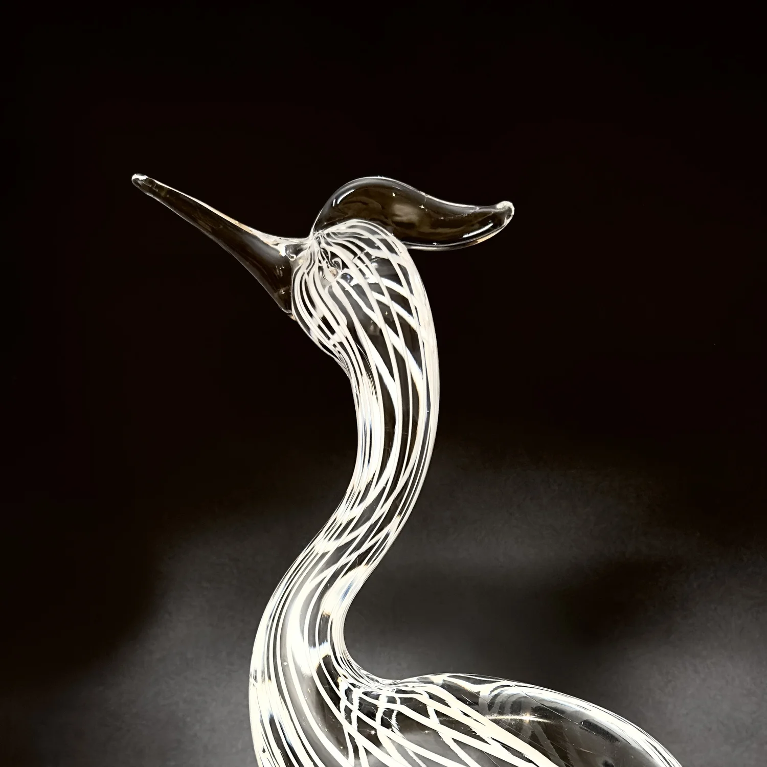 Licio Zanetti Murano Glass Heron, vintage mid-century Italian art 
