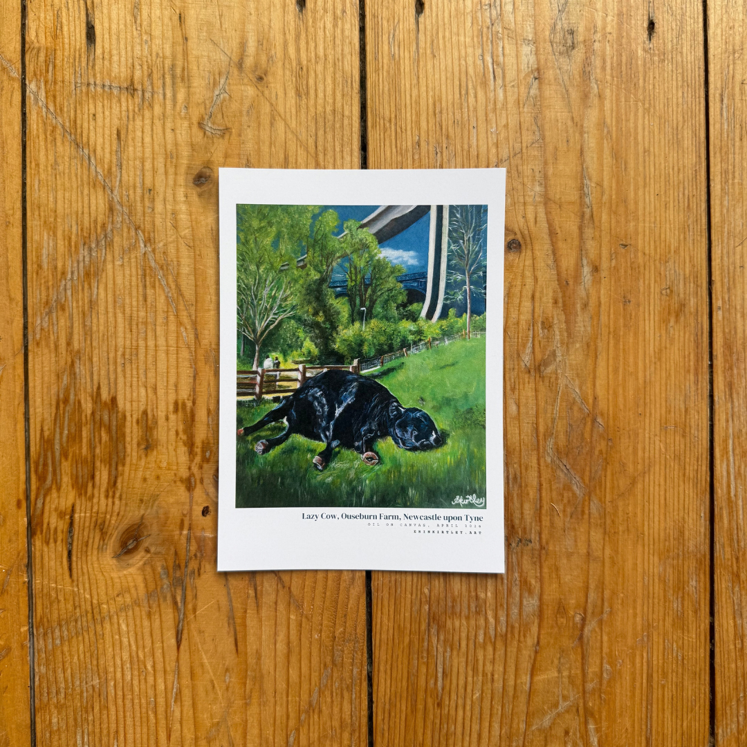 A6 Postcard | Lazy Cow by Erin Kirtley