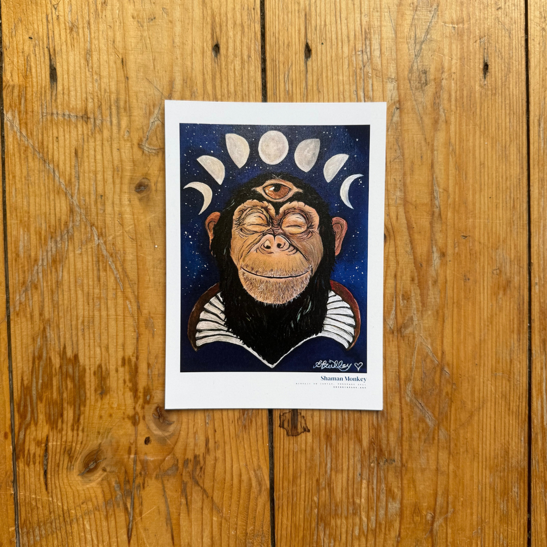 A6 Postcard | Shaman Monkey by Erin Kirtley