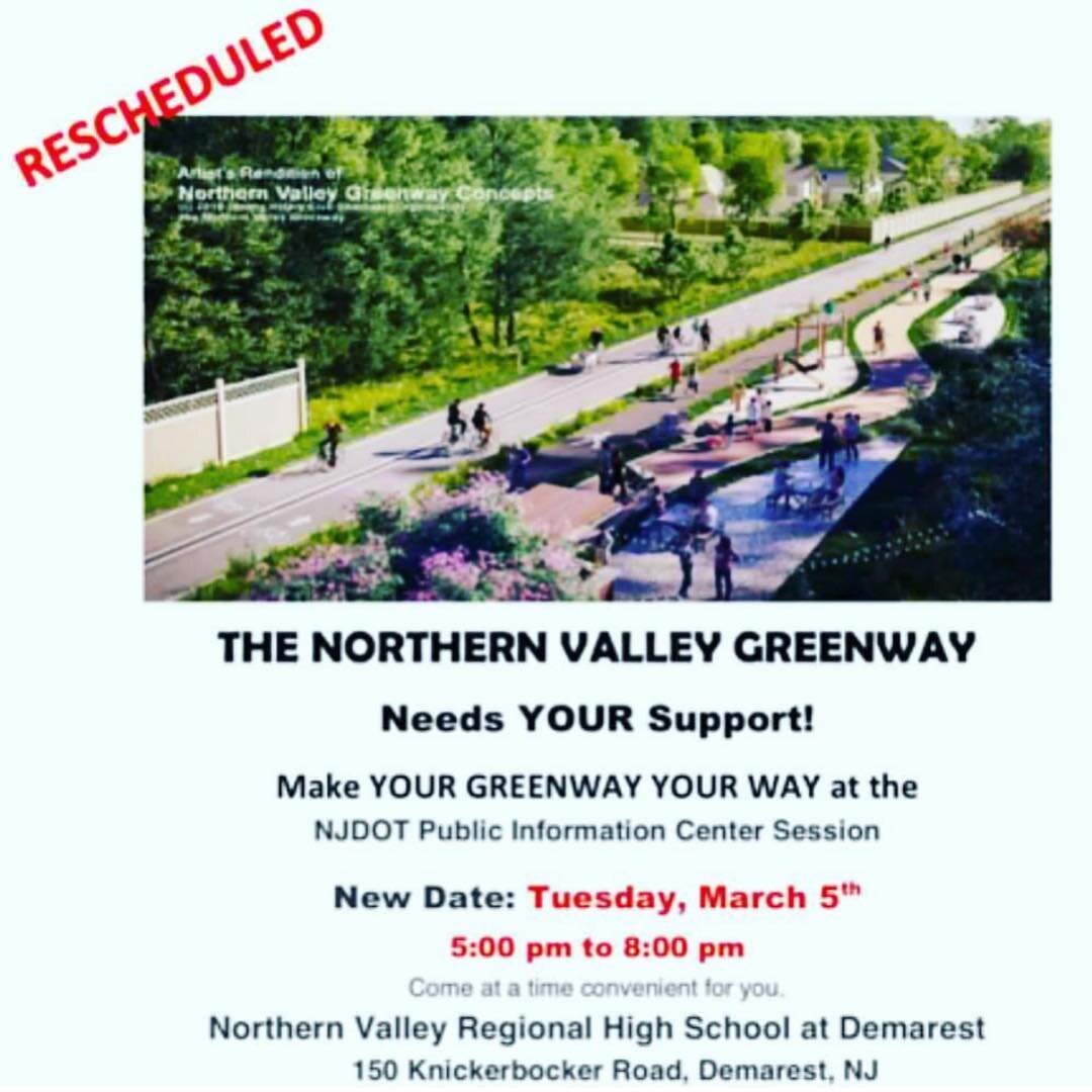 See you tonight! Show your support for the Northern Valley Greenway... 5-8pm at NV Demarest High School. #nvgreenway #rails2trails #walk #run #bike