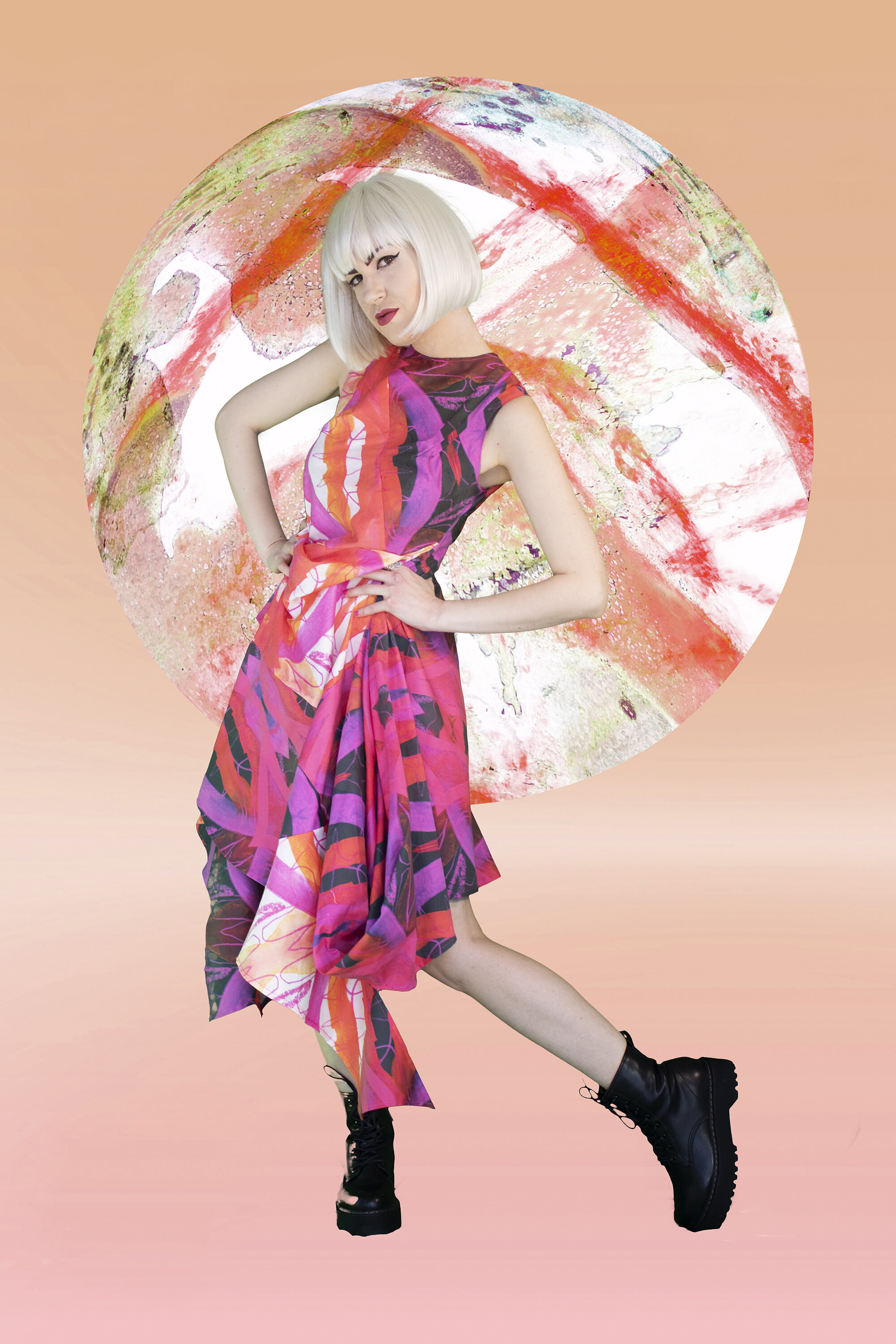 Mars Fruit by Nicole Melnicky, 20 x 12", Garment Constructed from Digital Textile on Cotton Sateen. Overlaid projection of Utopian Universe, 2021.