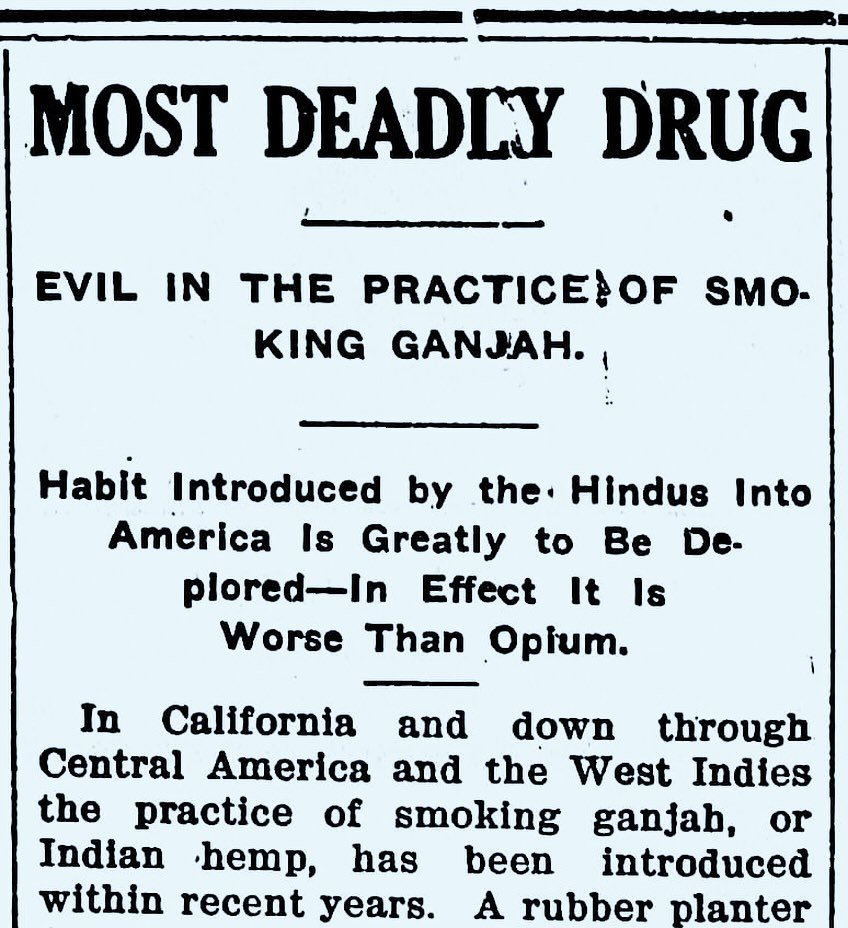 On this day, 114 yrs ago

Here we see a classic example of racism directed at cannabis use without mentioning marijuana. Racism was always a major driving force behind cannabis prejudice. Perhaps we should not smoke it at all.

The origins of prohibi