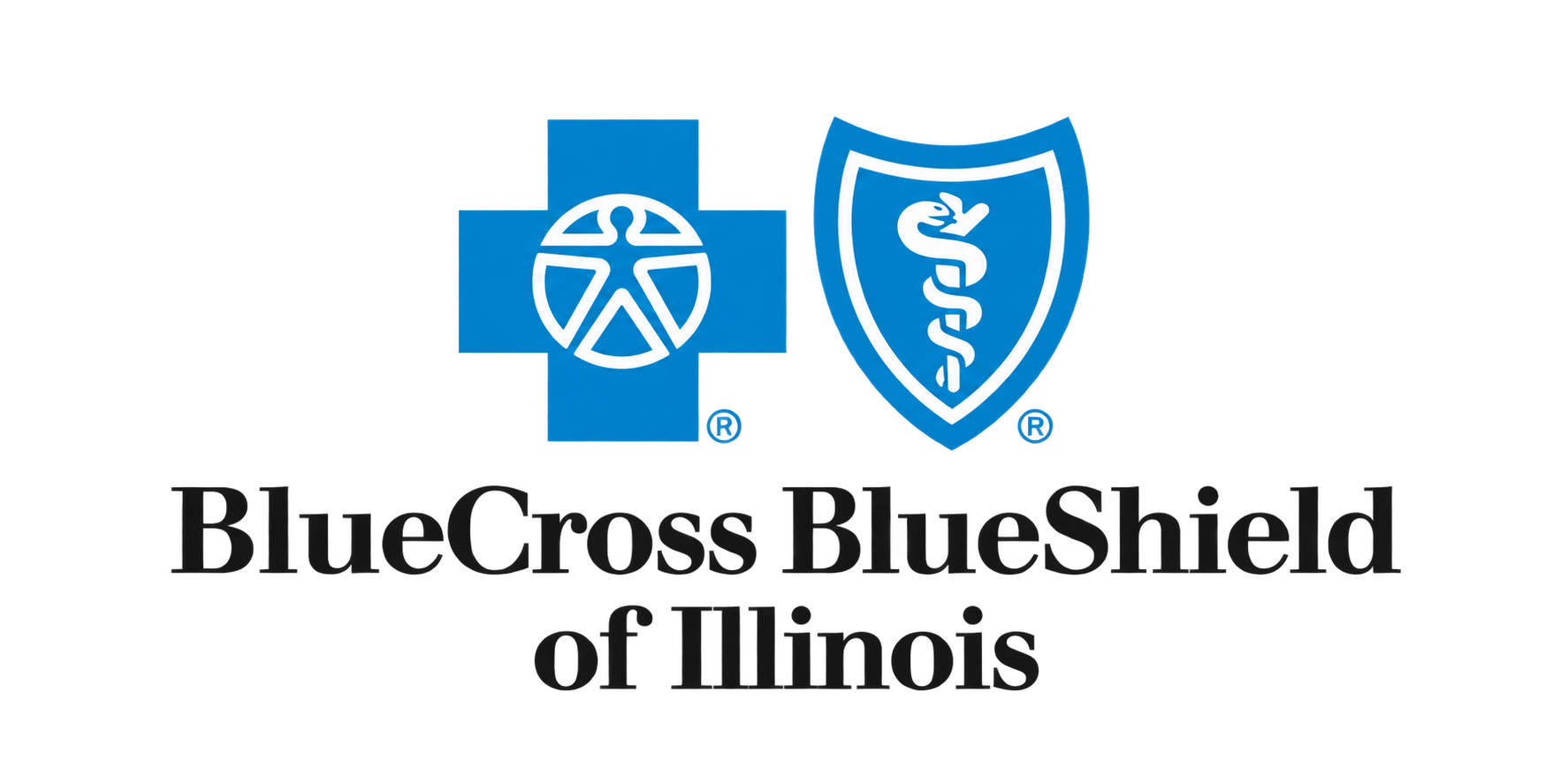 Logo of Blue Cross Blue Shield of Illinois, featuring a blue cross and a shield with a caduceus symbol, with 'Blue Cross Blue Shield of Illinois' text below.