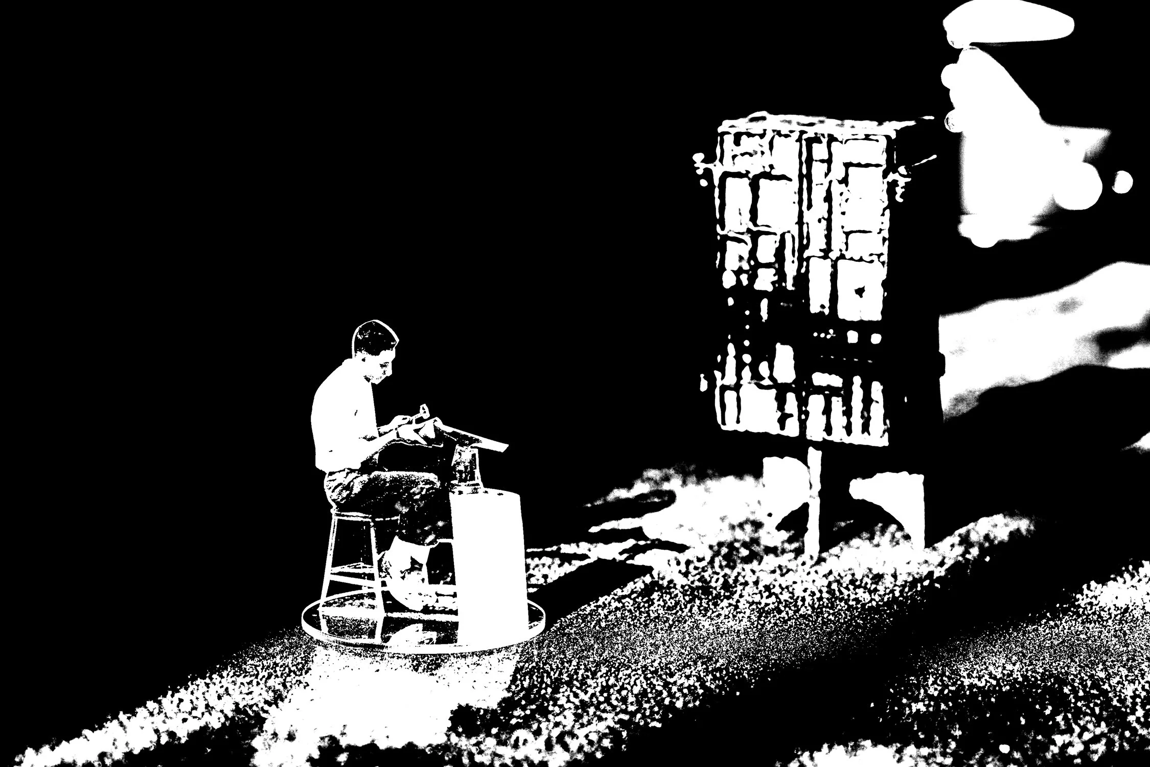 Paul Evans Black and White close up Dick Cruger Etching.jpg