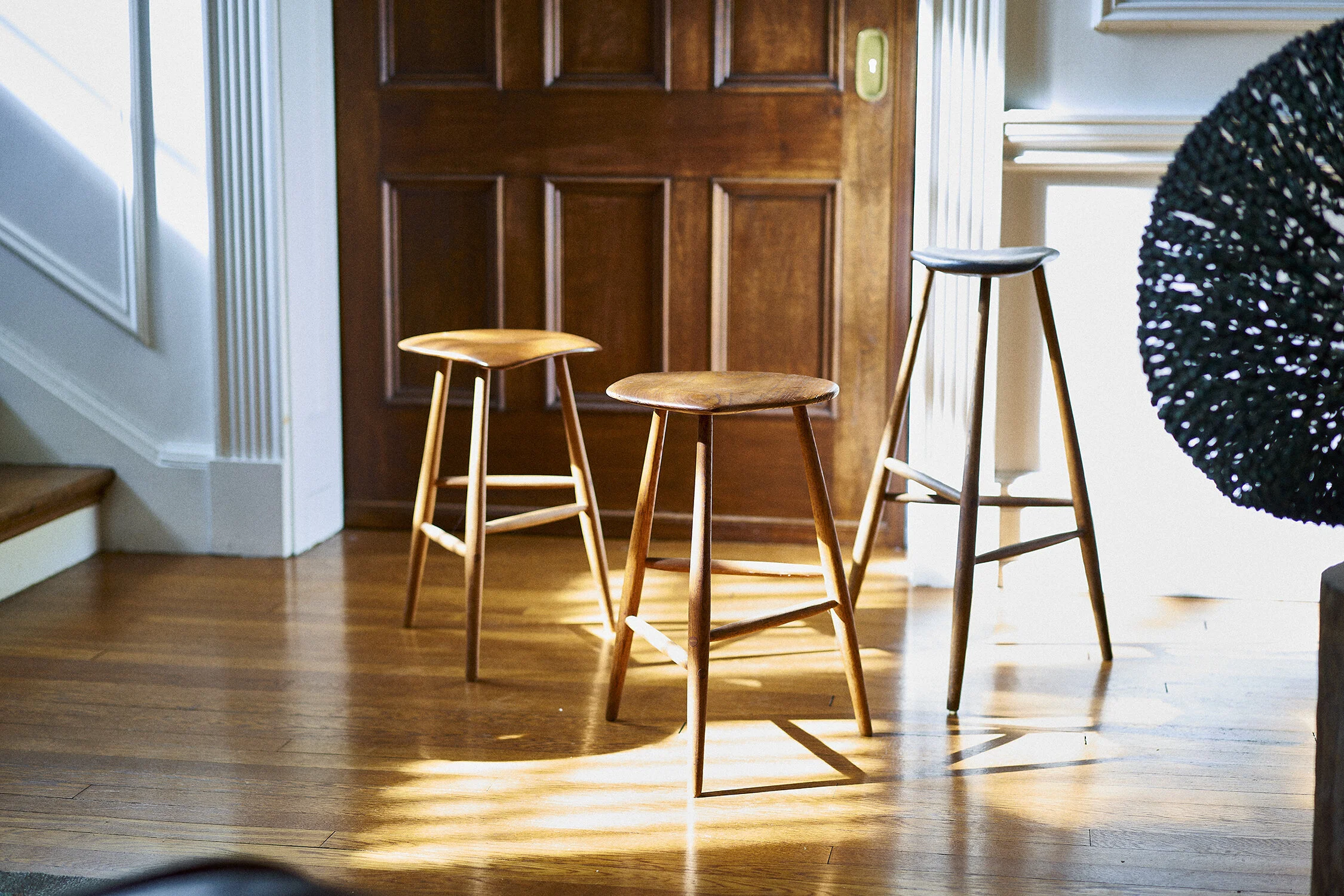 Wharton Esherick Stools Set of Three in Mixed Woods