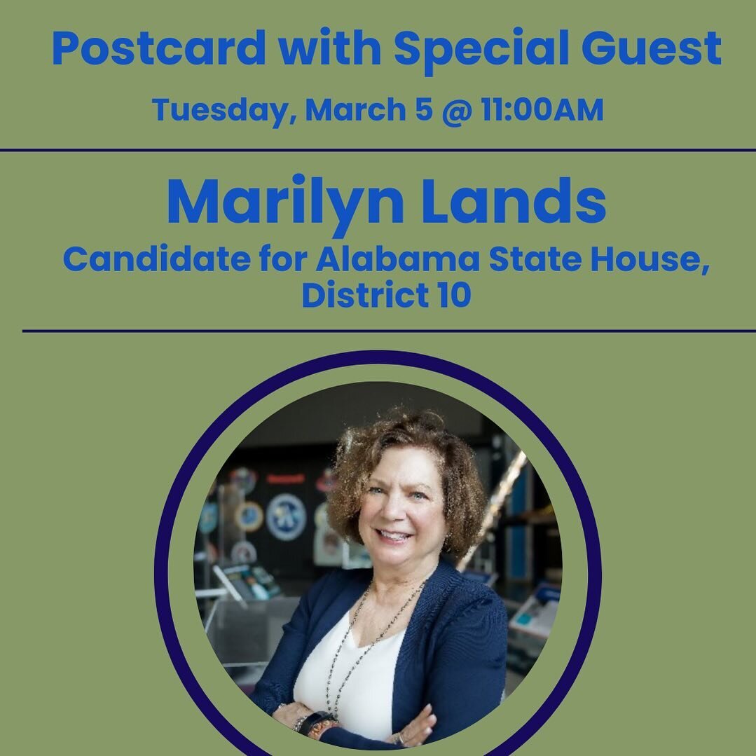 Two Speaker Tuesday 🗣️

Local elections matter and Tuesday morning we welcome candidates  from New York and Alabama!

&bull;10 am: Julien Segura	
Candidate, NY State Assembly - District 71 
&bull;11 am: Marilyn Lands
Candidate running for Alabama St