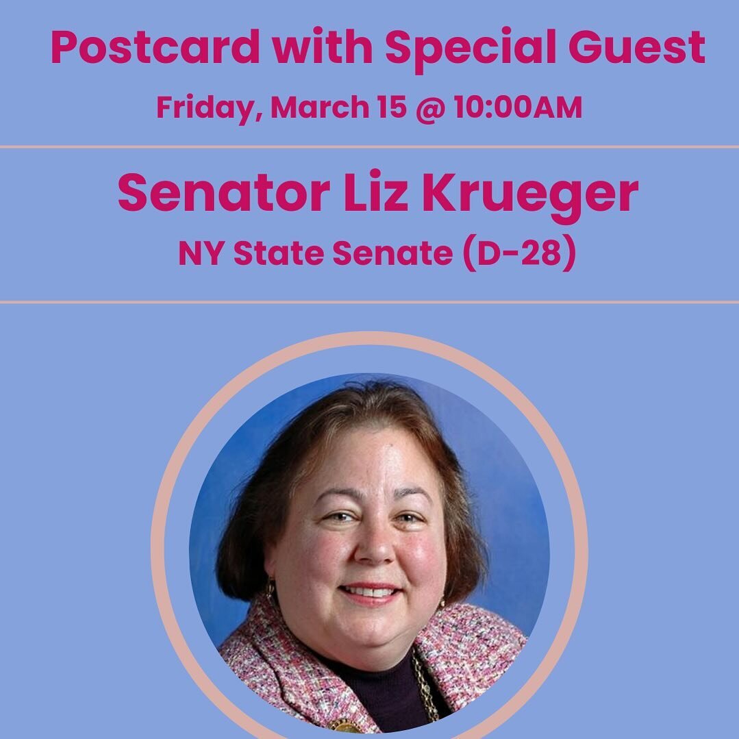 Friday Focus 🔎 New York State. 

&bull;10am we welcome Senator Liz Krueger, candidate for re-election NY State Senate @senatorlizkrueger 

First elected to the NY State Senate in a 2002 special election, Senator Liz Krueger has been a lifelong activ