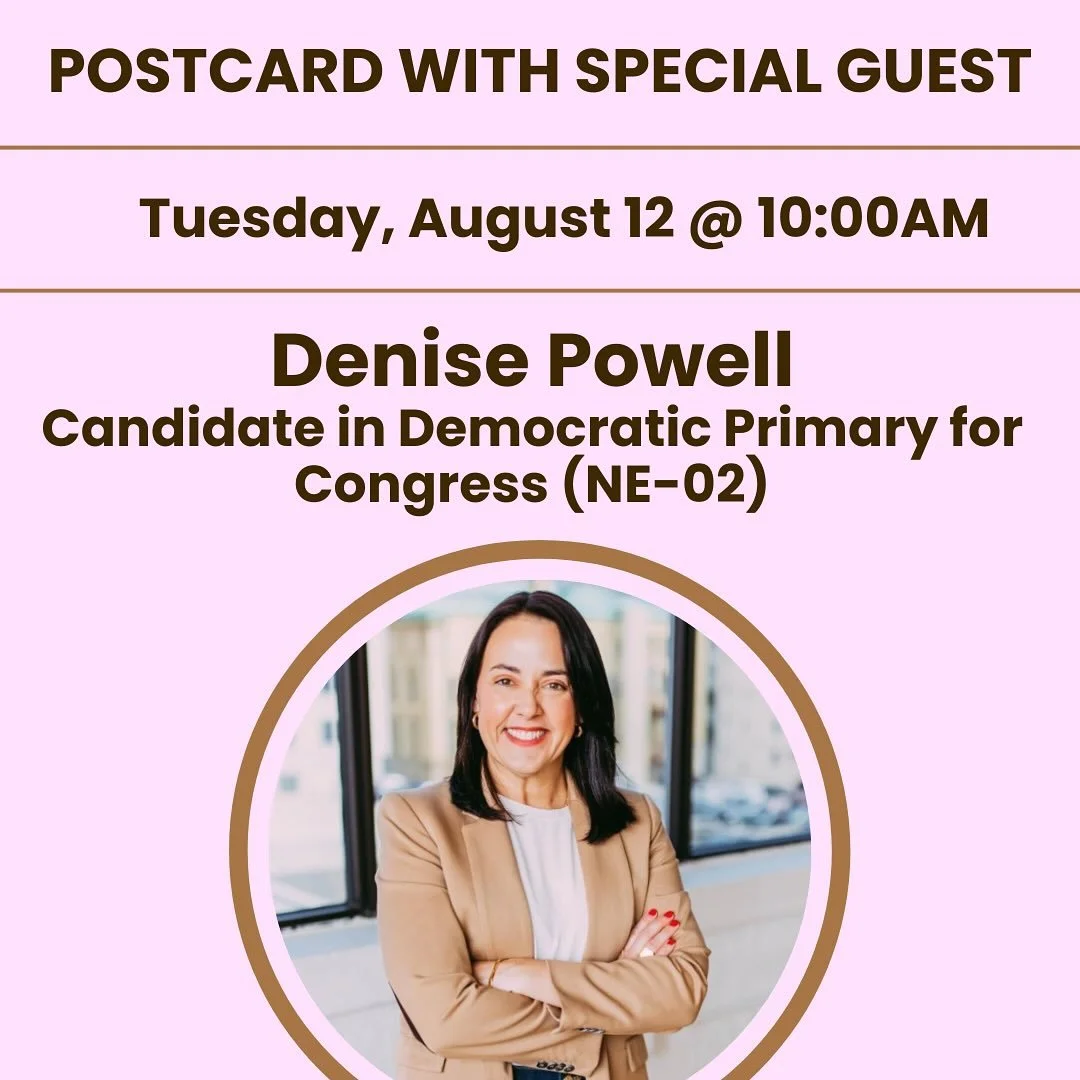 Two Speaker Tuesday: Meet candidates from Nebraska &amp; Georgia 

&bull;10AM: Denise Powell, Candidate in Democratic Primary for Congress (NE-02) @deniseforcongress 

&bull;11AM: Akbar Ali, Special Election for GA State House (HD-106)

Denise is a m