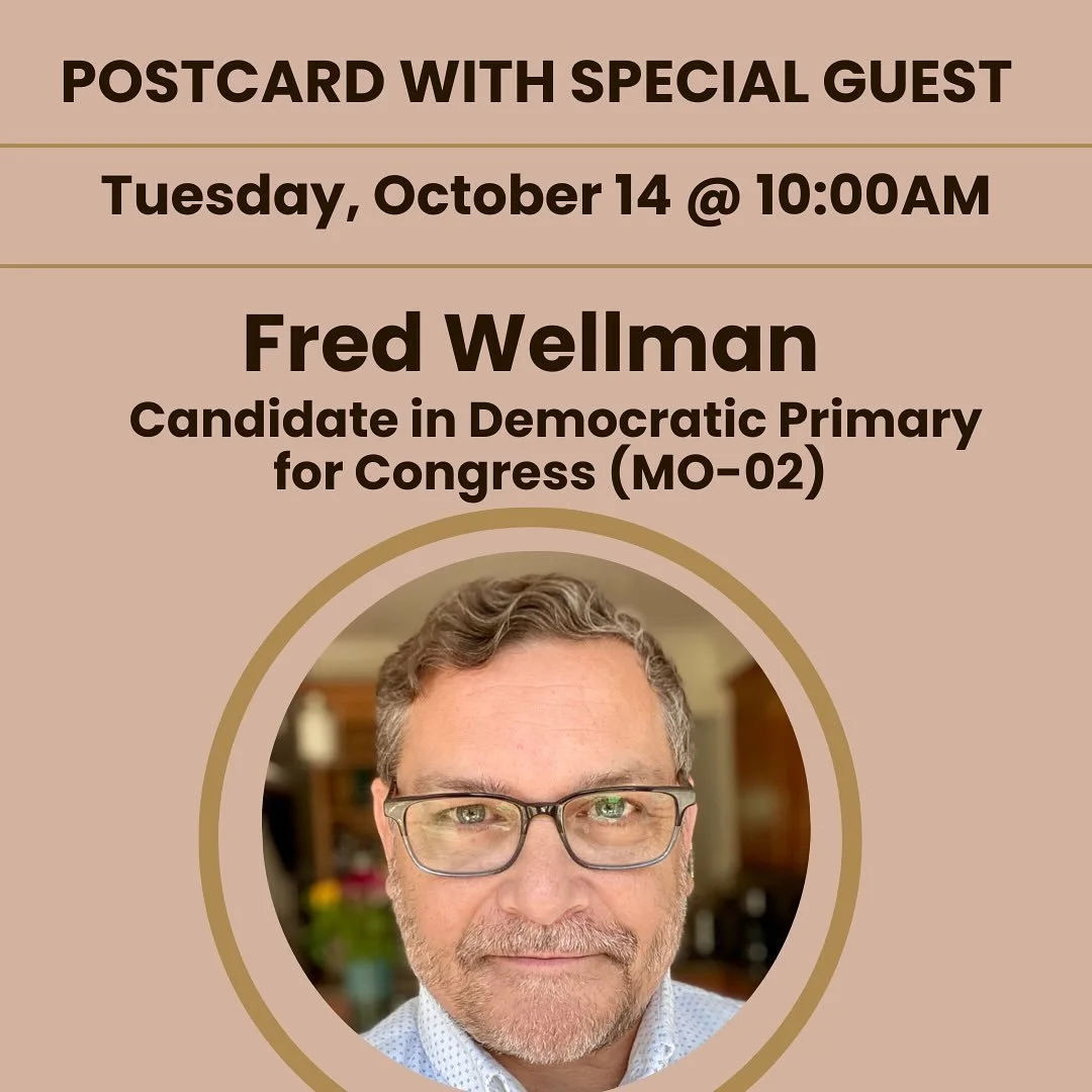 ✨3 SPEAKER TUESDAY✨
Join the conversation with one candidate and two grassroots organizations- from Missouri to Long Island, NY, to Youth Voter Registration.

&bull;10 am: Fred Wellman, Candidate in Democratic Primary for Congress (MO-02) @fpwellmano