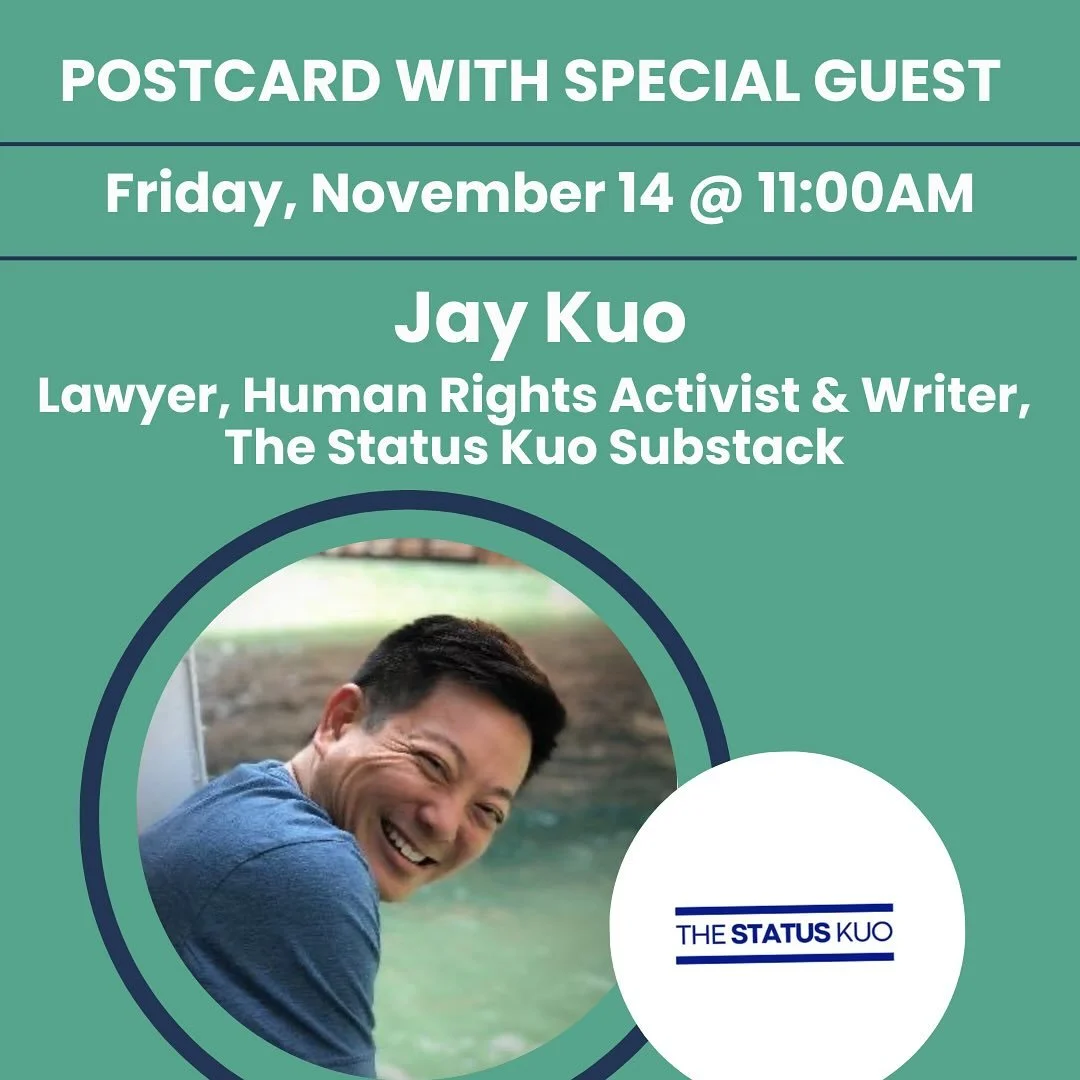 Join us Friday morning as we welcome two guest speakers- Dem Primary Candidate from NY and Activist &amp; Substack Author. 

&bull;9:30 AM: Postcard writing &amp; lively conversation 

&bull;10:00 AM: Alex Bores 
Democratic Primary Candidate for Cong
