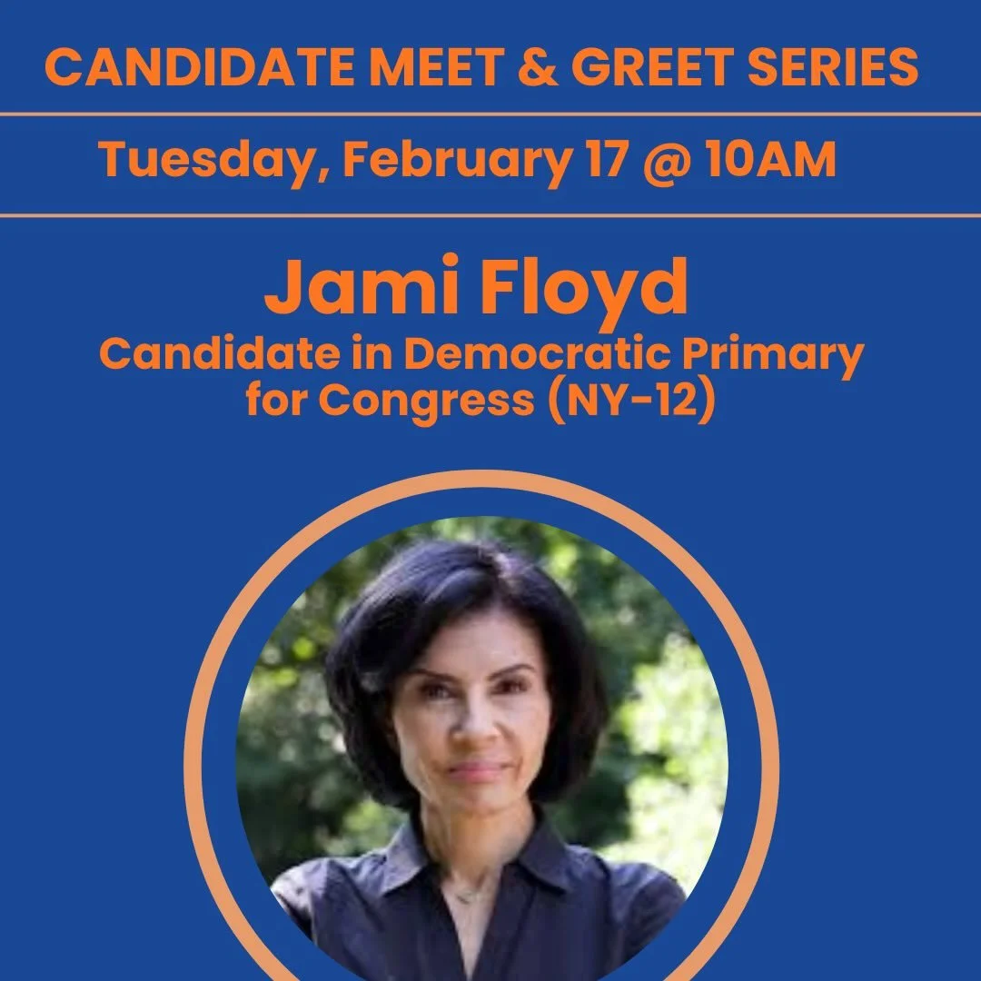 Three Speaker Tuesday! Join for postcarding beginning at 9:30am.

&bull;10AM: Jami Floyd 
Candidate in Democratic Primary for Congress (NY-12) @jamifloyd 

&bull;11AM: Nida Allam, Candidate, Democratic Primary for Congress (NC-04)

&bull;11:30AM: Rep