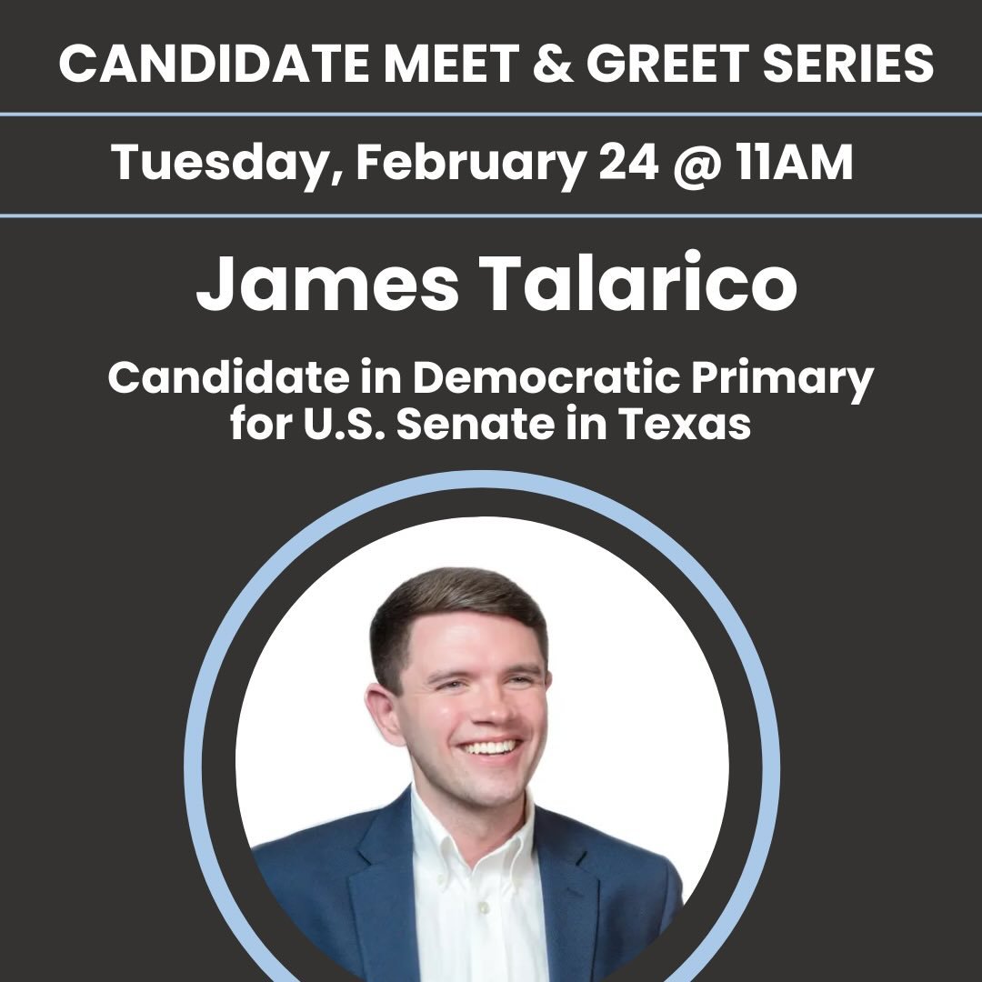 SAVE THE DATE! 

Join the conversation with James Talarico, Candidate in Democratic Primary for U.S. Senate in Texas, Tuesday morning at 11am ahead of the March 3rd TX Primary. @jamestalarico 

James Talarico is an eighth-generation Texan, former mid