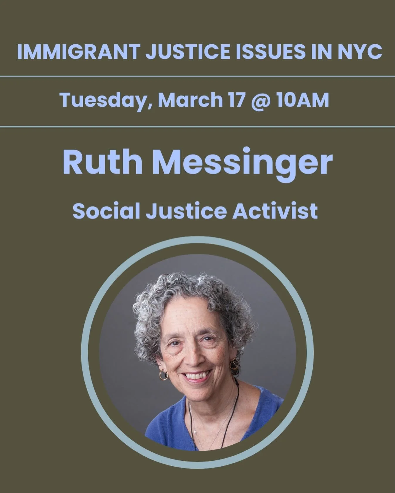 📣Two Speaker Tuesday! Join for postcarding beginning at 9:30am

&bull;10AM: Ruth Messinger, Social Justice Activist 

&bull;11AM: Utah State Senator Nate Blouin, Candidate in Democratic Primary for Congress (UT-01)

Ruth W. Messinger, a social justi