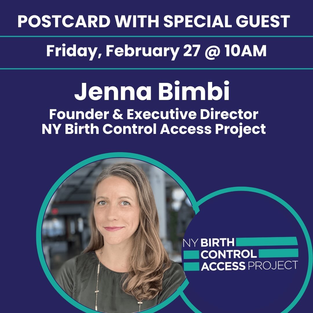 Join us Friday morning for two speakers! Postcarding and conversation beginning at 9:30AM. 

&bull;10AM:  Jenna Bimbi, 
Founder &amp; Executive Director, NY Birth Control Access Project @nybcap 

&bull;11AM: IL State Senator Robert Peters,&nbsp;Candi