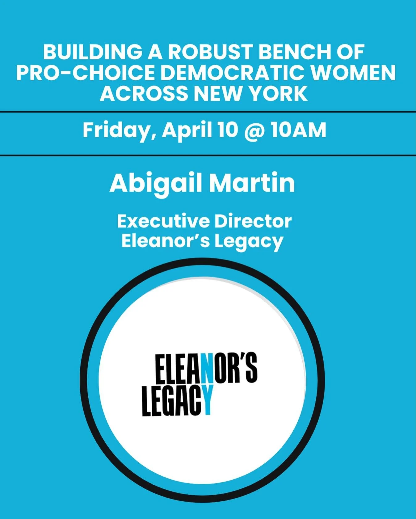 Join us Friday morning for postcard &amp; lively conversation beginning at 9:30 am!

&bull;10AM: Abigail Martin, Executive Director, Eleanor&rsquo;s Legacy @eleanorslegacy 

Eleanor&rsquo;s Legacy recruits, trains, and helps to elect Democratic women
