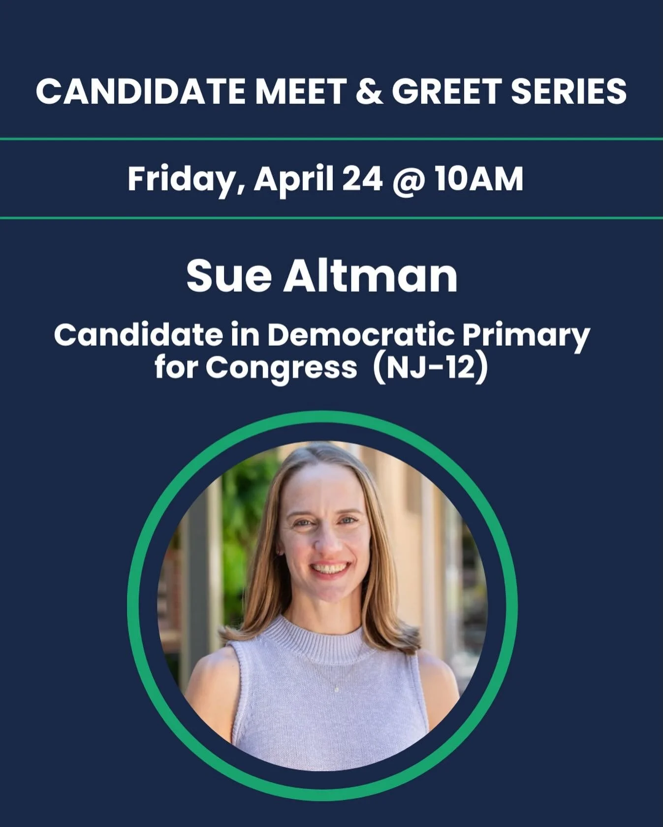 This Friday morning, join the conversation with our two guest speakers! Postcarding beginning at 9:30AM. 

&bull;10AM: Sue Altman, Candidate in Democratic Primary for Congress (NJ-12) @altmanforcongress 

&bull;11AM: Mitch Landrieu, Former Mayor of N