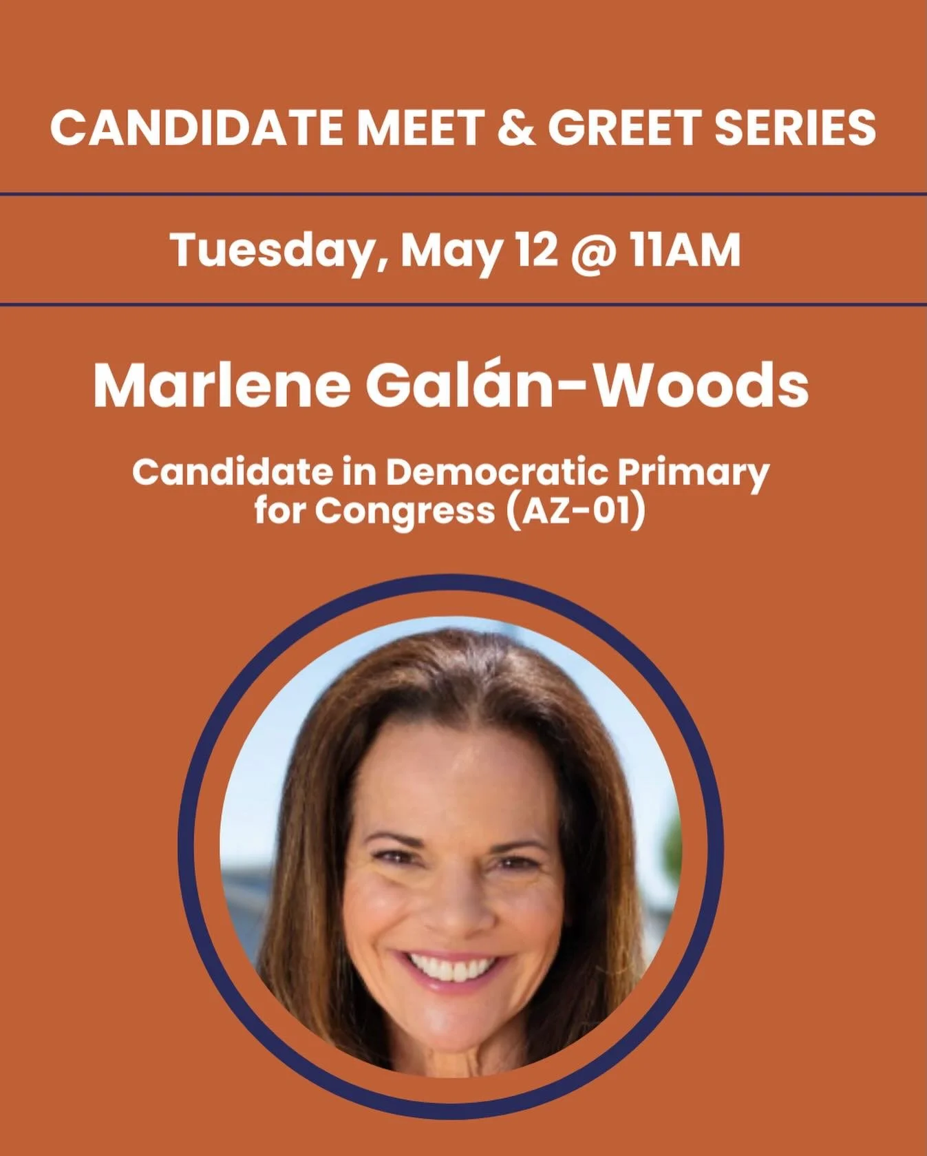 Two guests this Tuesday morning! Join us for postcarding beginning at 9:30 am. 

&bull;10 AM: Kennedy Pivnick, Founder
Democratic T.E.A. Party 

&bull;11 AM: Marlene Gal&aacute;n-Woods 
Candidate in Democratic 
Primary for Congress (AZ-01) @marlenefo