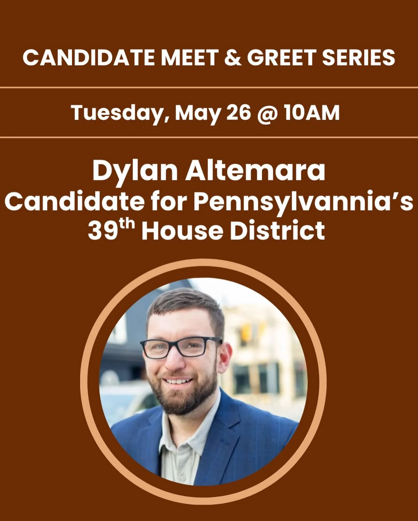 Two guests this Tuesday morning! Join us for a state legislature double header! Postcarding beginning at 9:30 am. 

&bull;10AM: Dylan Altemara, Democratic Candidate for PA-39 @dylan4pa 

&bull;11AM: David Orkin
Candidate in Democratic Primary for New
