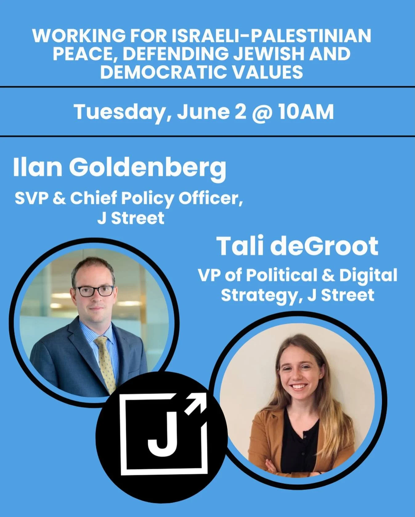 We welcome several guests Tuesday morning! Join us for postcarding beginning at 9:30 am. 

&bull;10AM: Tali deGroot, VP of Political and Digital Strategy &amp; Ilan Goldenberg, SVP &amp; Chief Policy Officer Street @jstreetdotorg 

&bull;11AM: Dr. Na