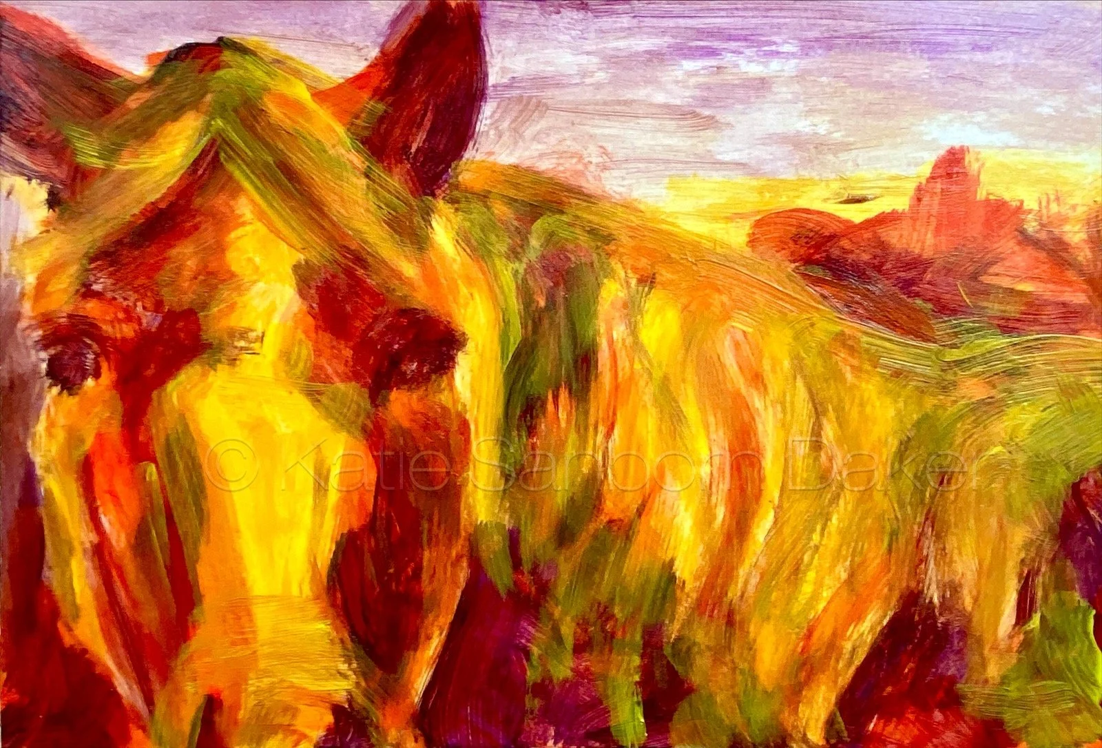 "Glaze" horse study-acrylic, 10.25"X 7" on archival paper