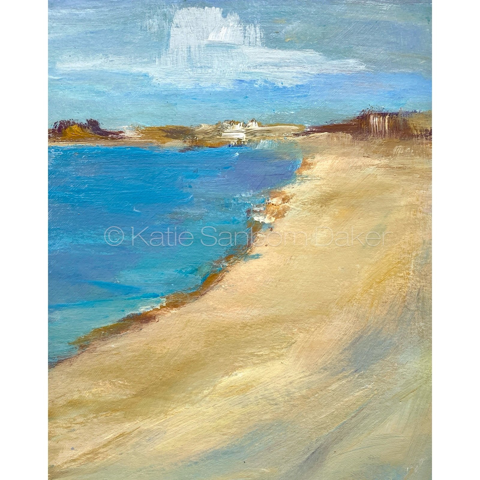 "Coastline":  Acrylic on Paper, 7"x8.75"-Framed