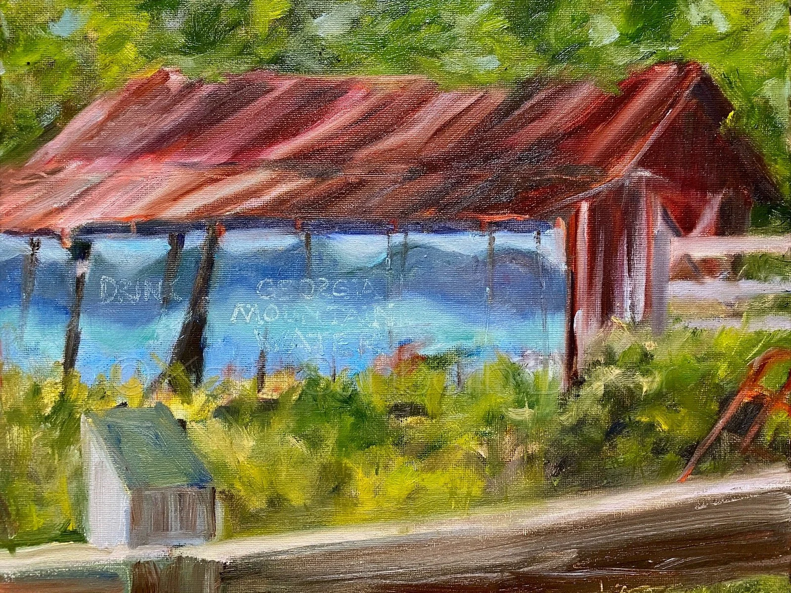 "Georgia Mountain Water (Water Shed)": oil on canvas, 14"x11"