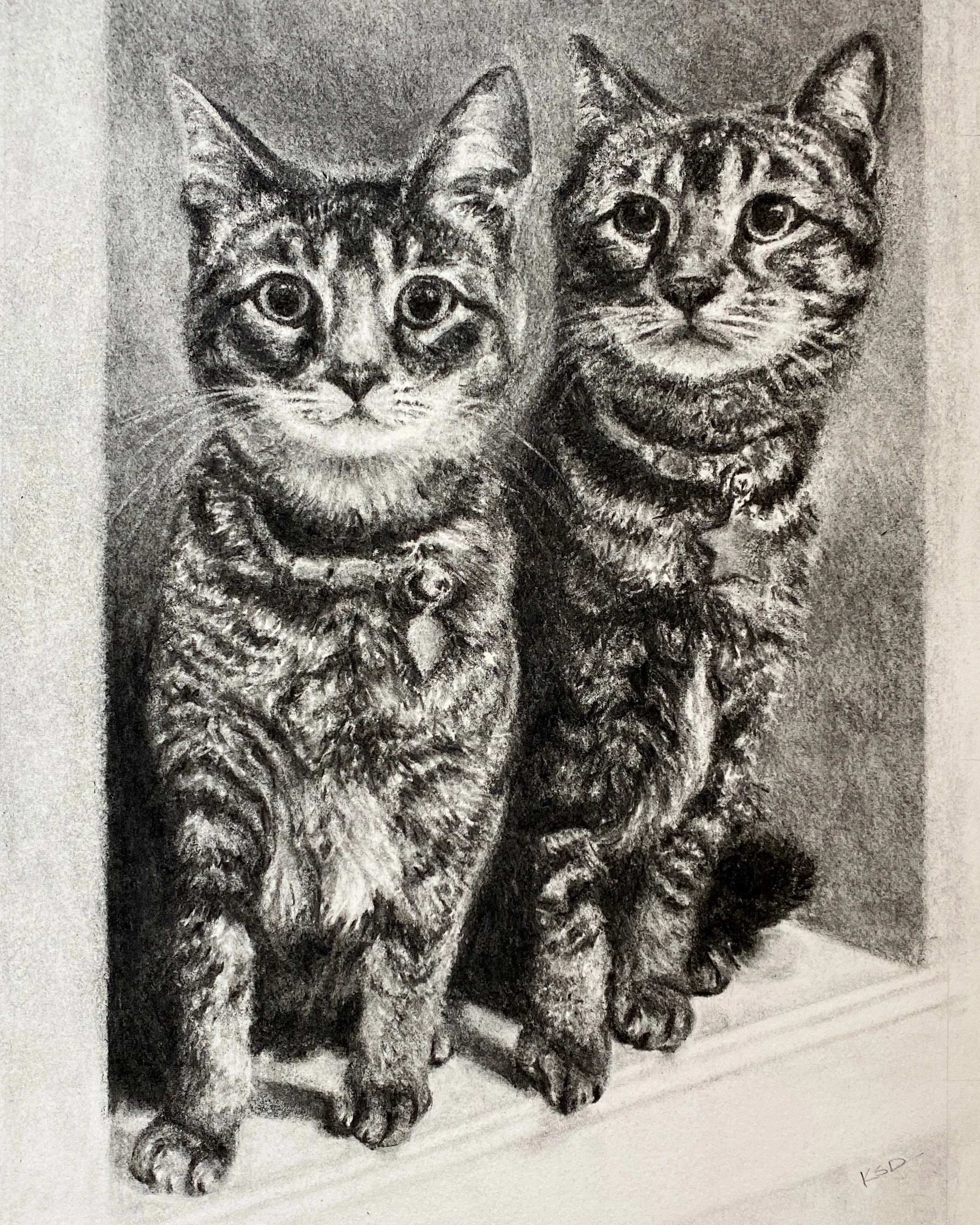 "Bonnie and Clyde" Commissioned Charcoal Drawing on Archival Paper, 11"x14"