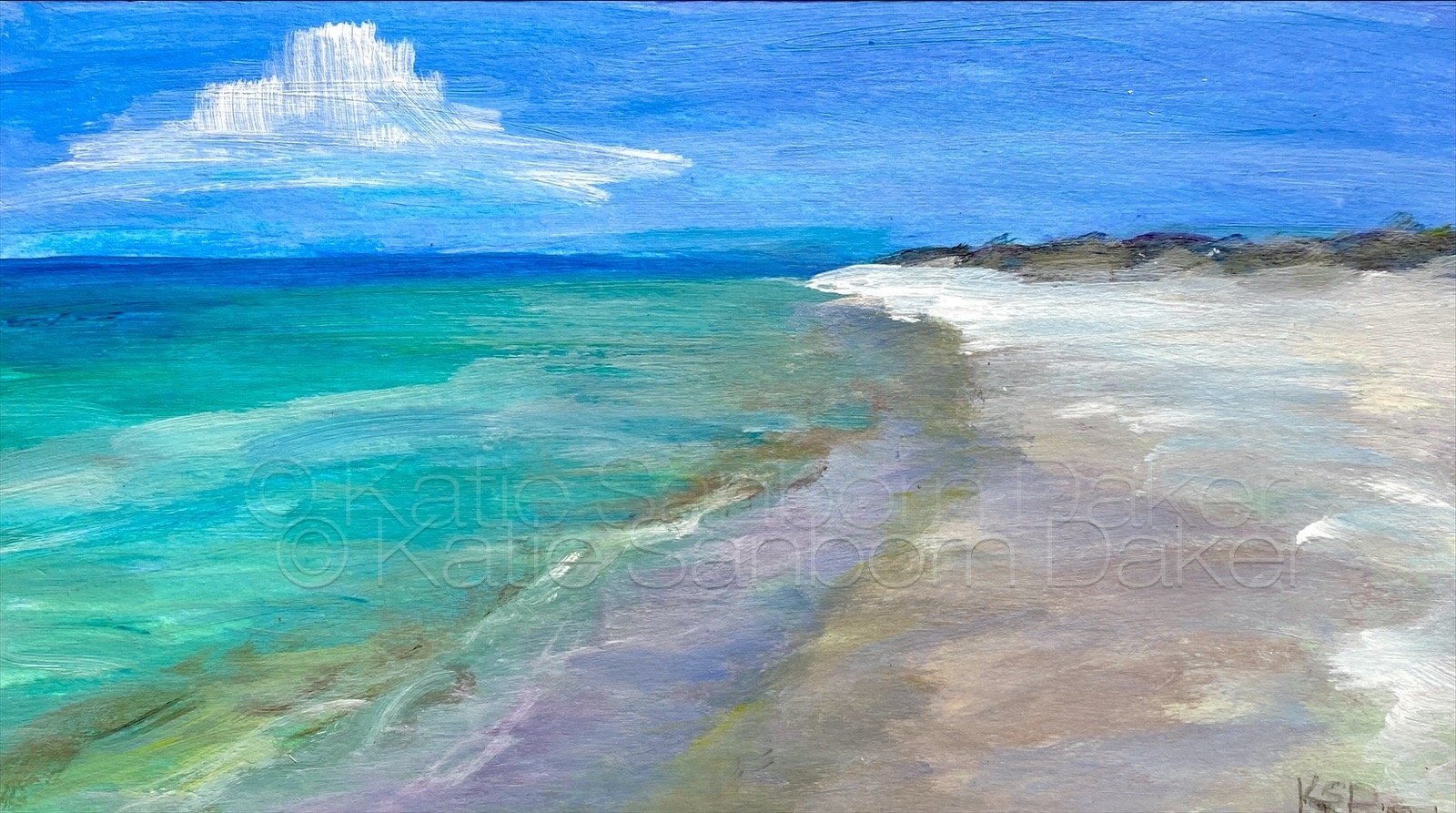 "Morning Walk", Acrylic on Canvas board, 13.5"x7.5", c. Katie Sanborn Daker