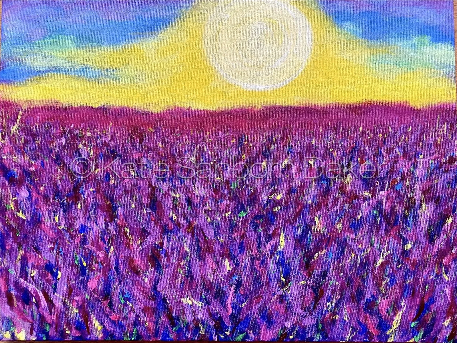 "Lavender Sunset": 24"x18" acrylic painting for Ernie and Emma movie