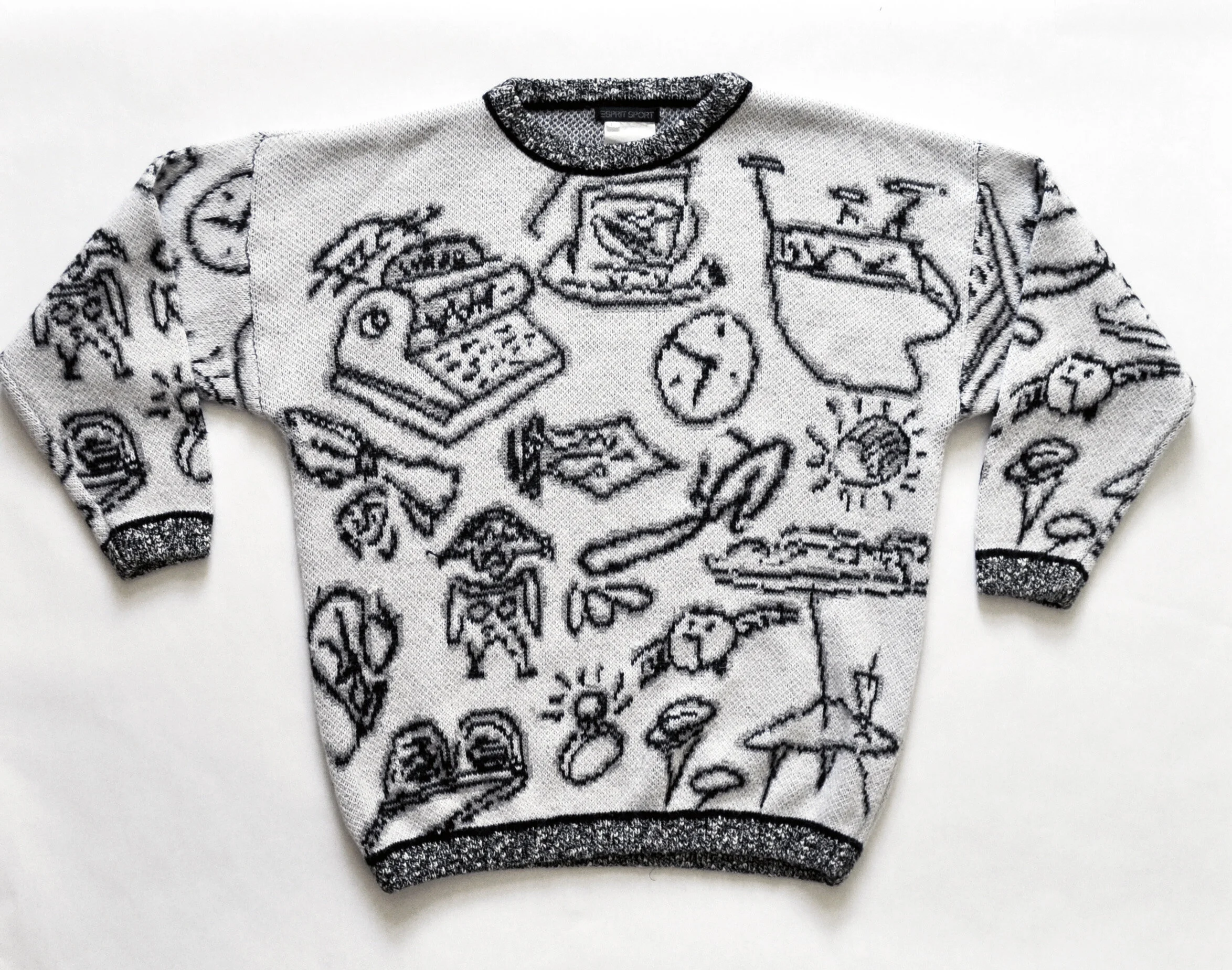Vintage 90s Esprit Sport Doodle Sweater — Atomic Pop Vintage