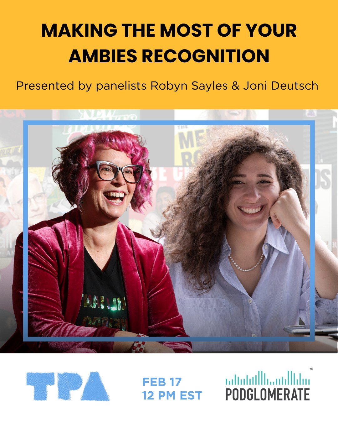 🎉 Congratulations, Ambies finalists!
Your nomination means your work resonated with the podcasting community &mdash; now it&rsquo;s time to turn that recognition into real momentum.

Join The Podcast Academy and @podglomeratepods on February 17 at 1