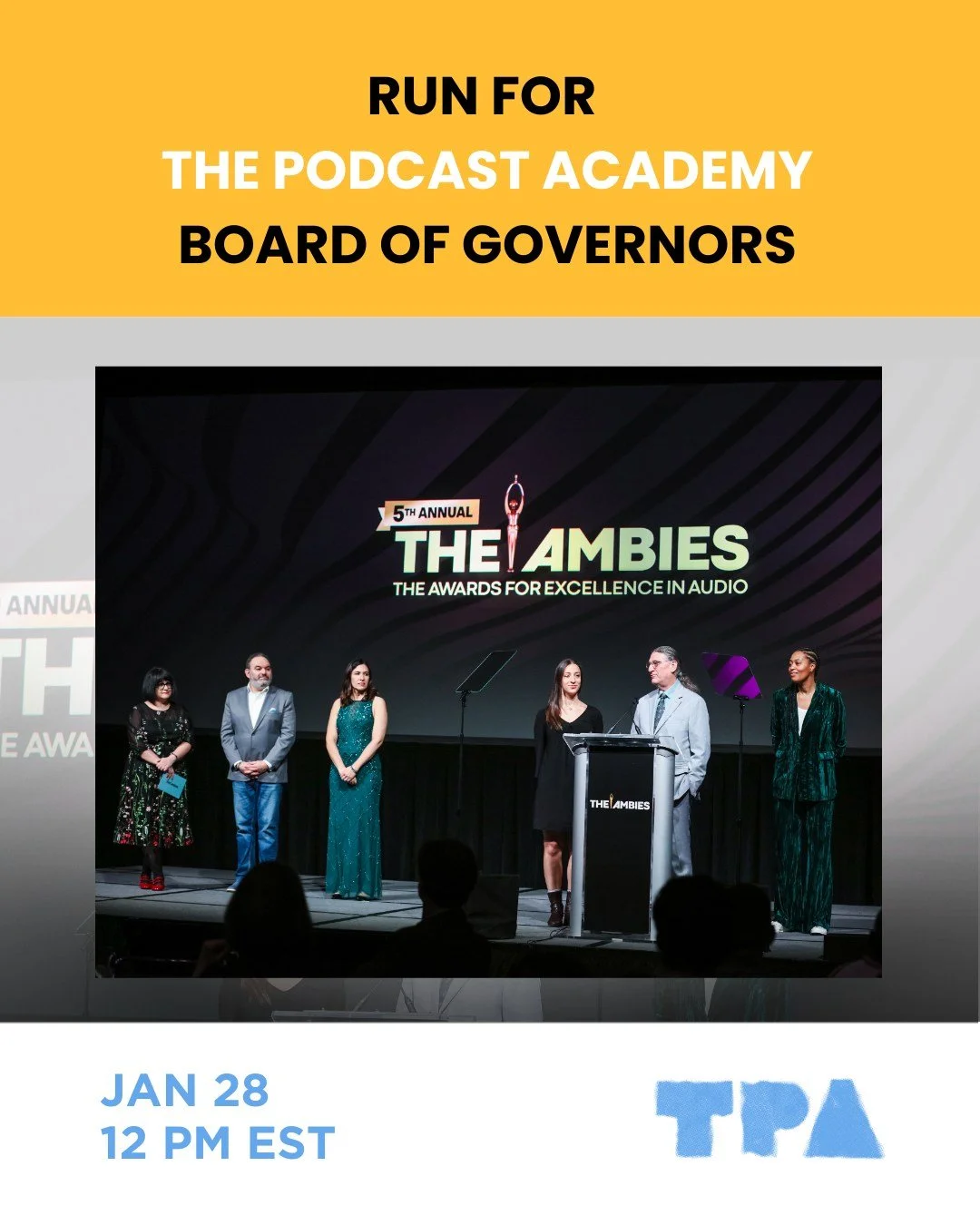 🚨REMINDER: The Podcast Academy is now accepting applications for its Board of Governors &mdash; and there&rsquo;s still time to learn what the role is all about!

👋 Join our Board of Governors Info Session tomorrow (Jan 28 at 12 PM ET) to hear abou
