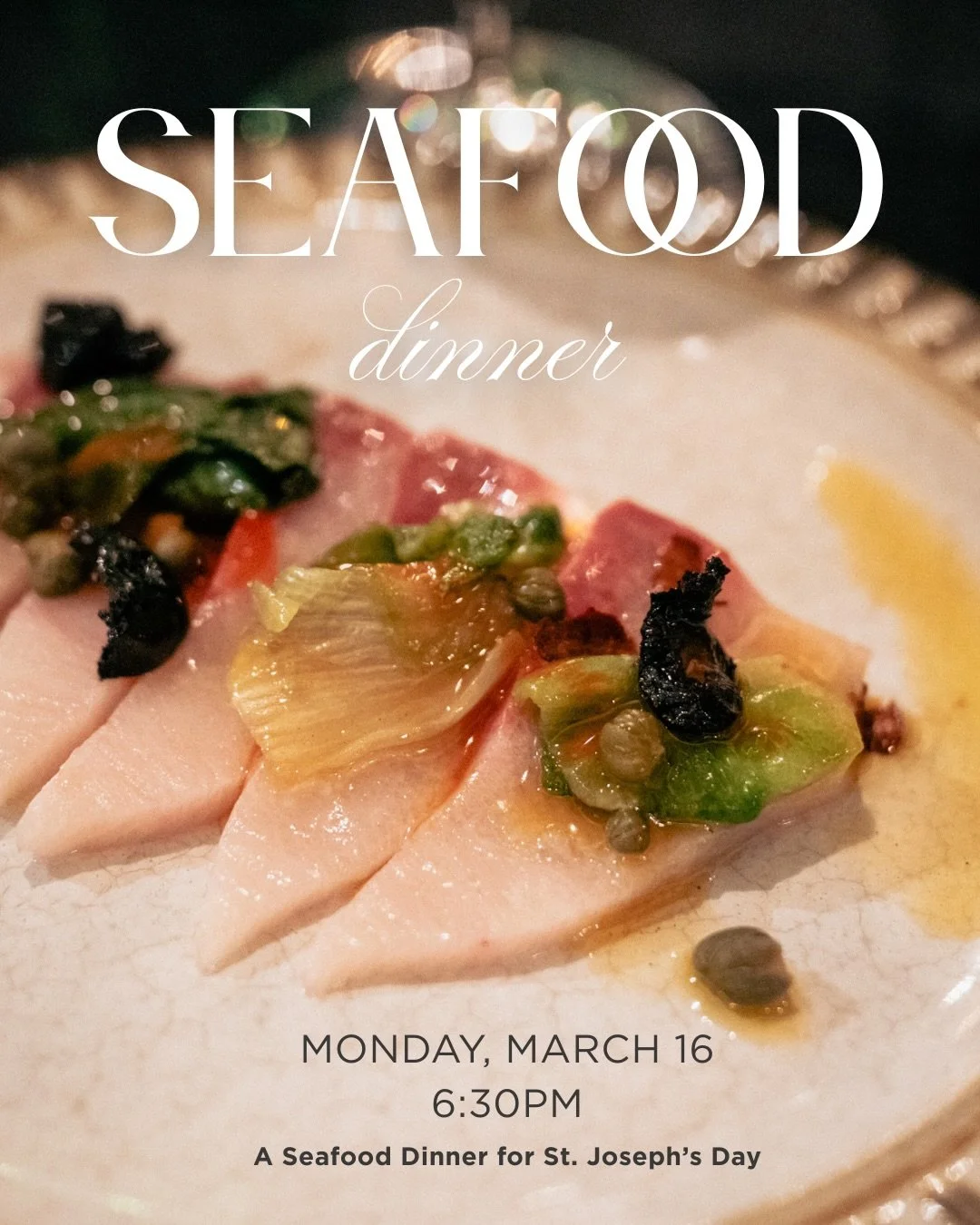 If you&rsquo;re free on Monday night, you should make plans to join us! We have a few seats left for our St. Joseph&rsquo;s Day seafood dinner &mdash; four courses, four wine pairings, one night only. LINK IN BIO