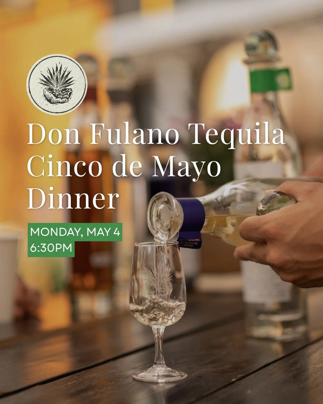 Our first tequila dinner of the year is here! Join us on Monday, May 4, for a special event with @sipdonfulano. Chef Victor Gonzalez is cooking the food he grew up with. We'll be serving five courses with five tequila pairings. Plus a live Latin Hous