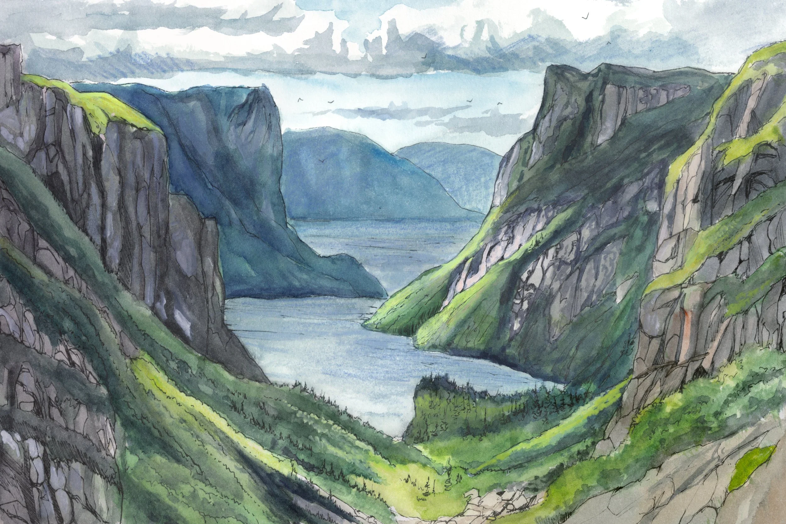 Westbrook Pond Gorge - 8" x 10" watercolor on paper 2021