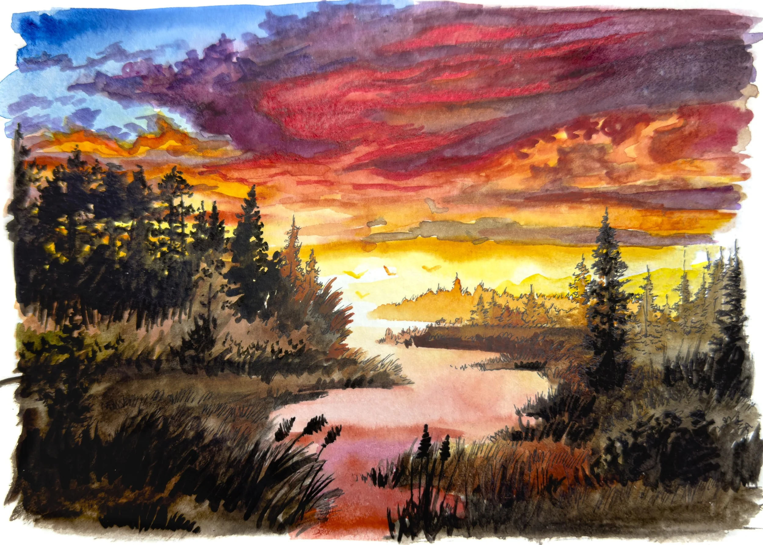 Sunrise - 5" x 7" watercolor on paper 2021