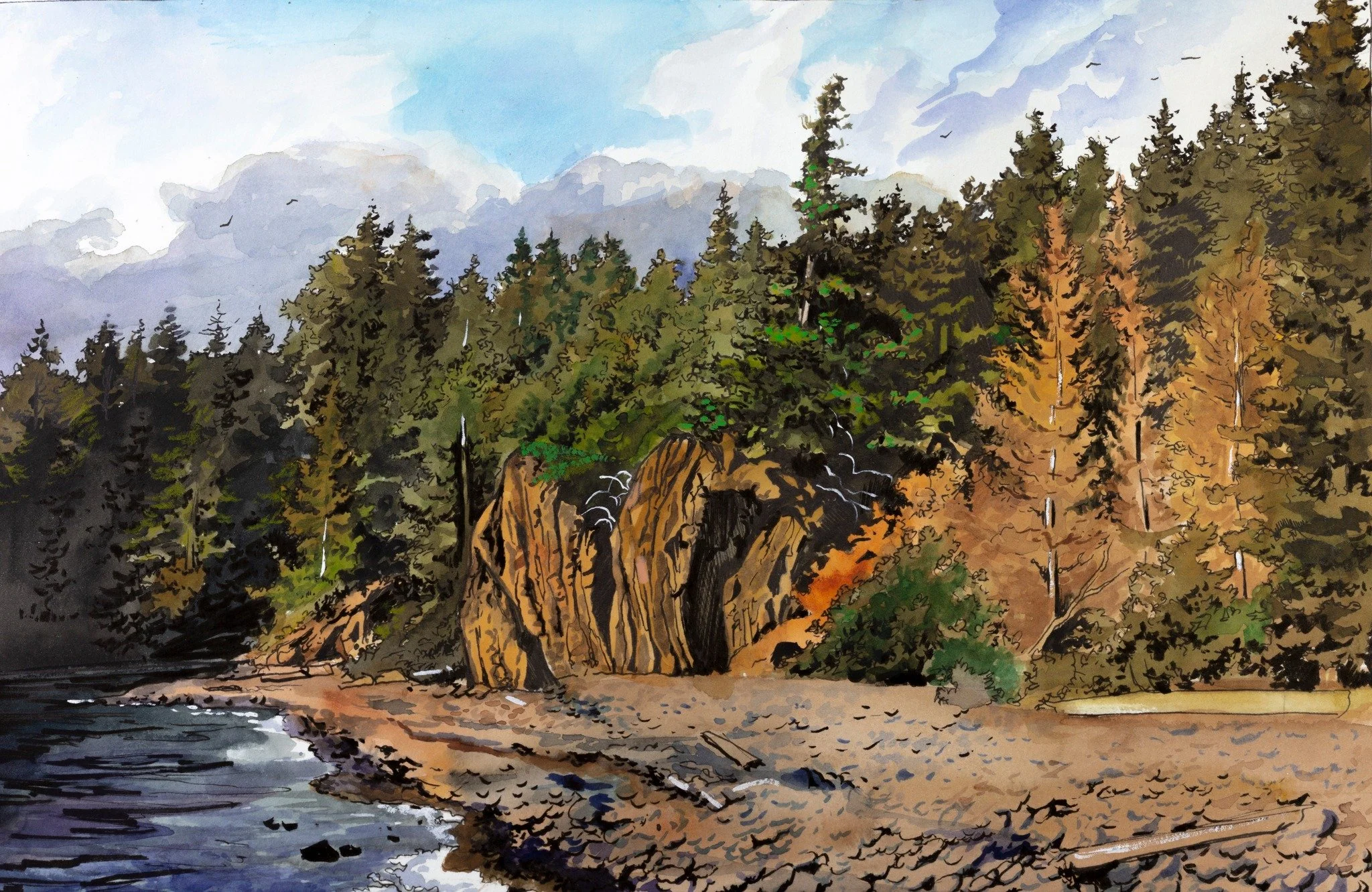 Secret Beach - 8" x 10" watercolor on paper 2021