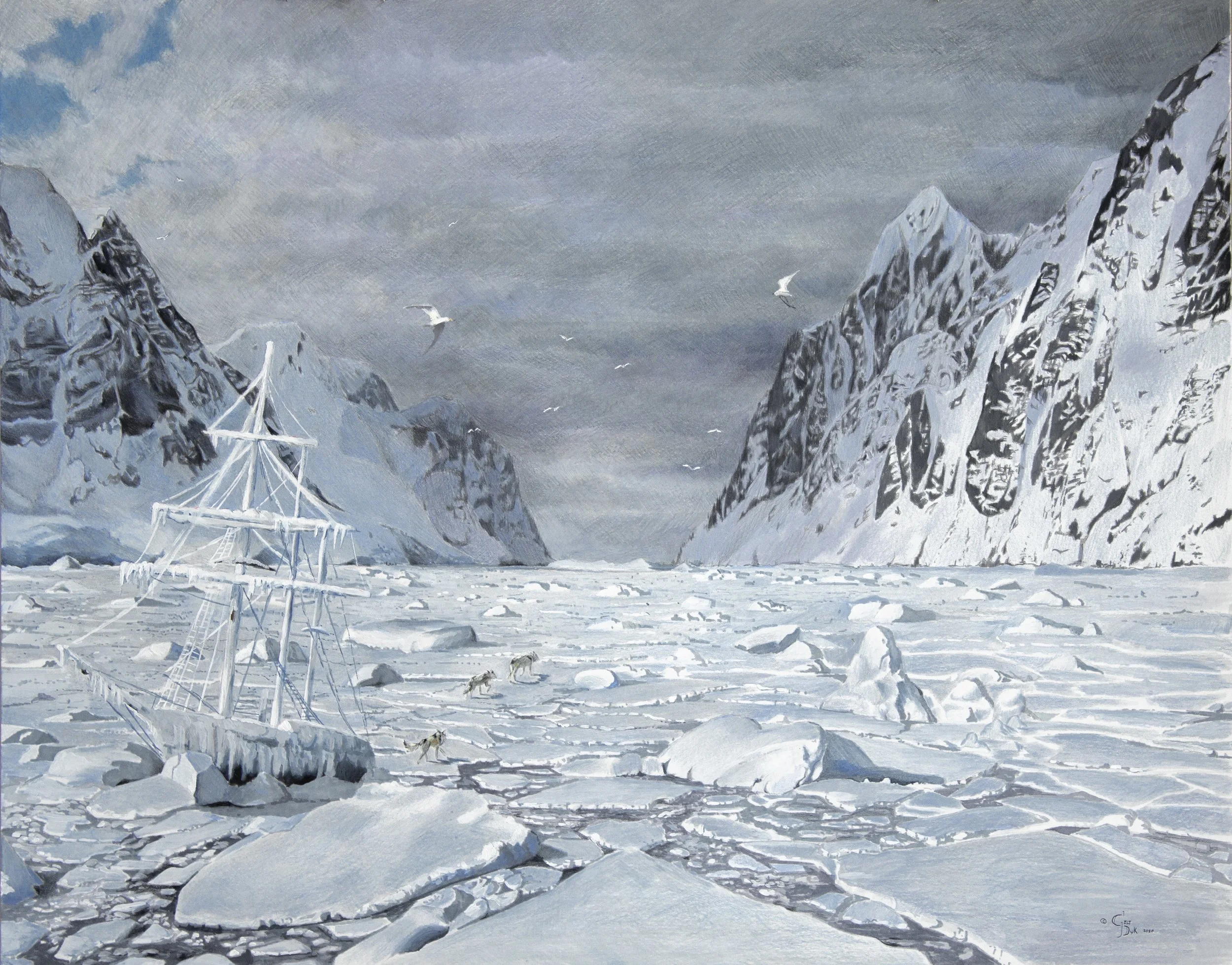 Arctic Shipwreck - pencil / mixed media on paper 2020