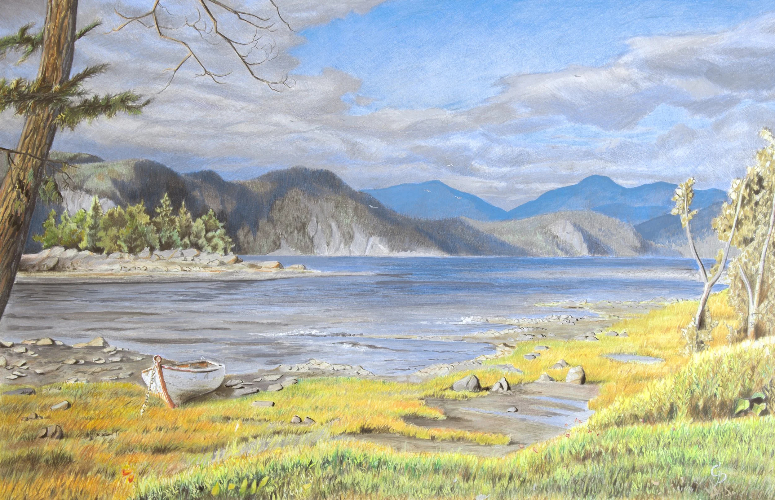 Saguenay Bay - 12" x 18" pencil on paper 2020