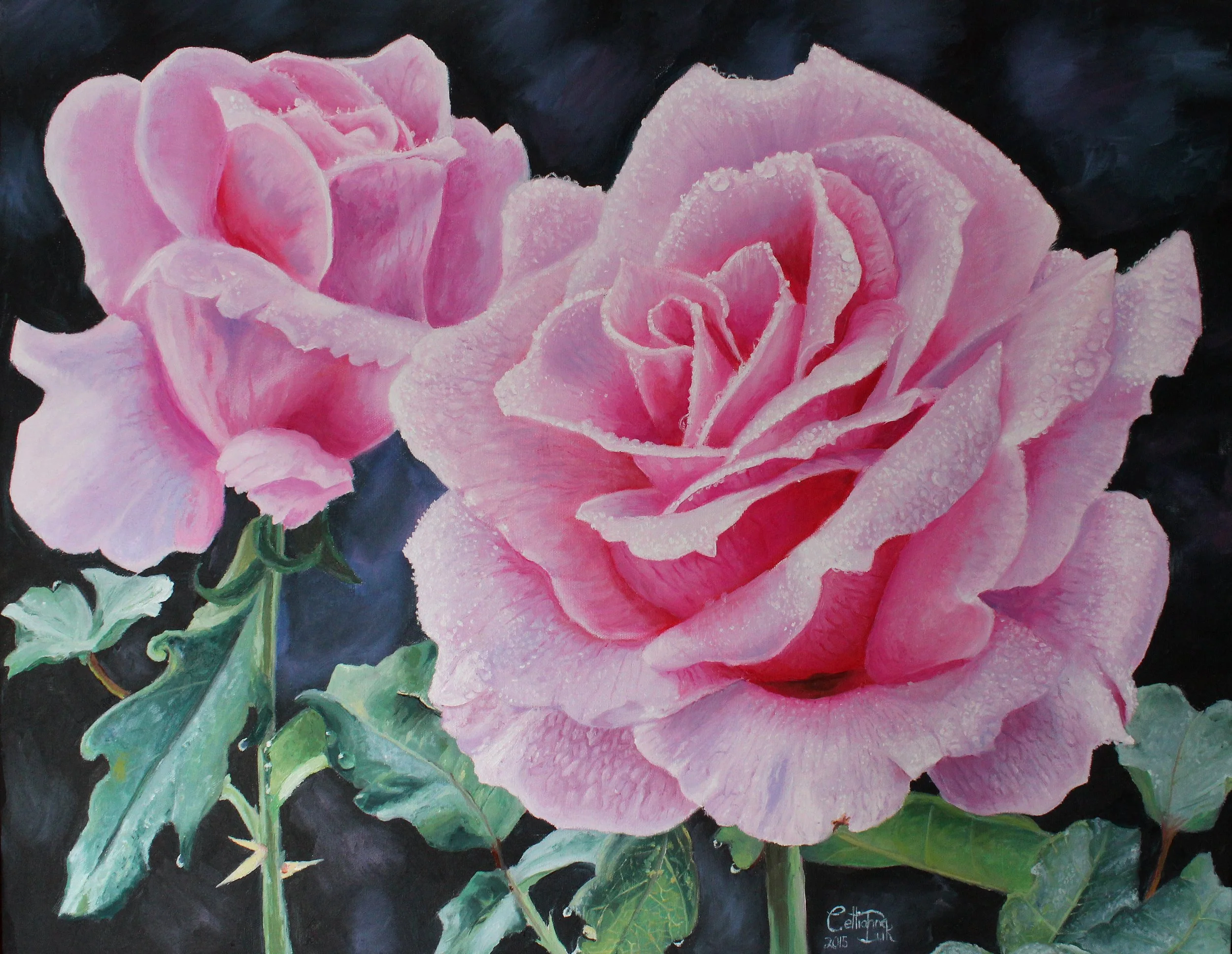 Pink Roses Commission - 24" x 30" oil on canvas 2015