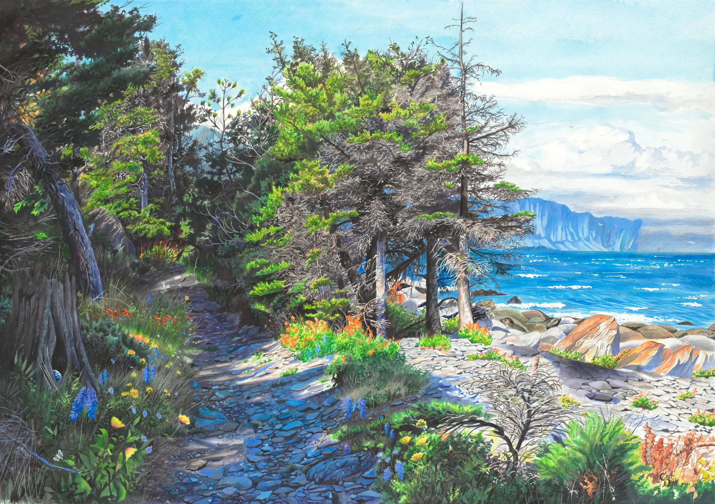 The Northern Path - 30" x 40" watercolor / mixed media on paper 2021