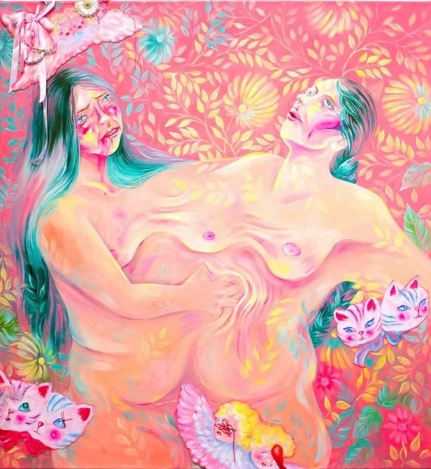 Saara Lakso
Wallflowers
Oil and embroidery on canvas
95 x 95 cm
2025