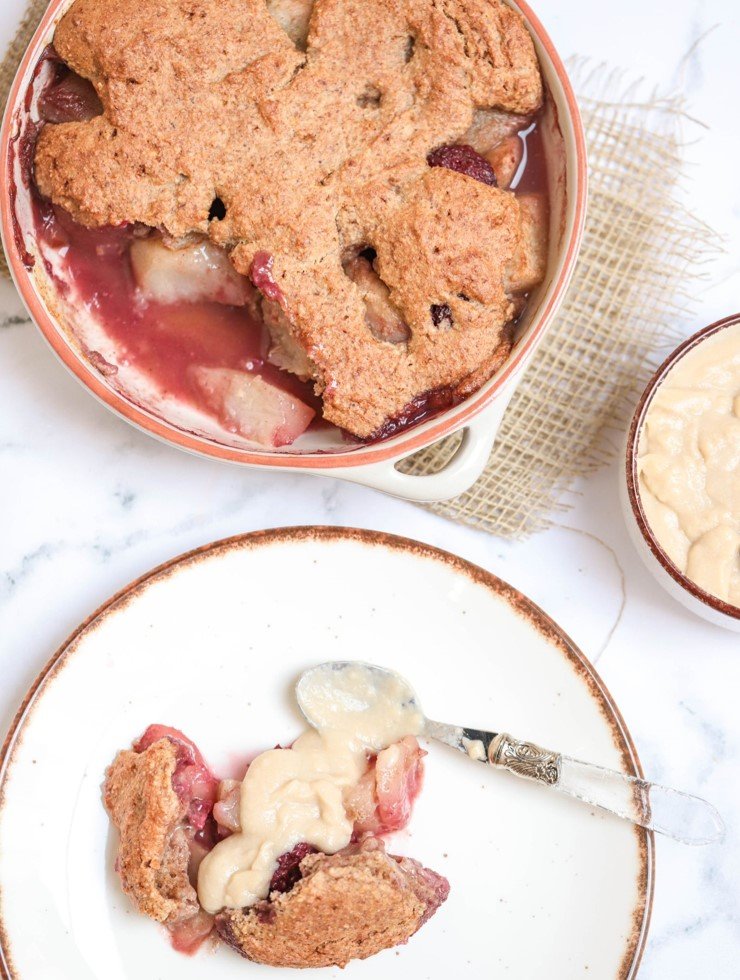 Fruit Cobbler With Vegan Custard