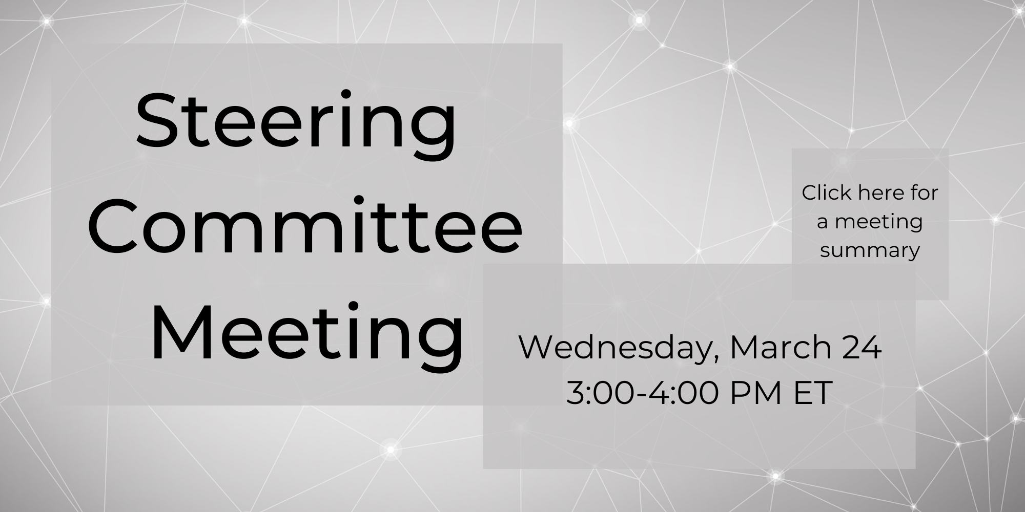 March Steering Committee Meeting Summary