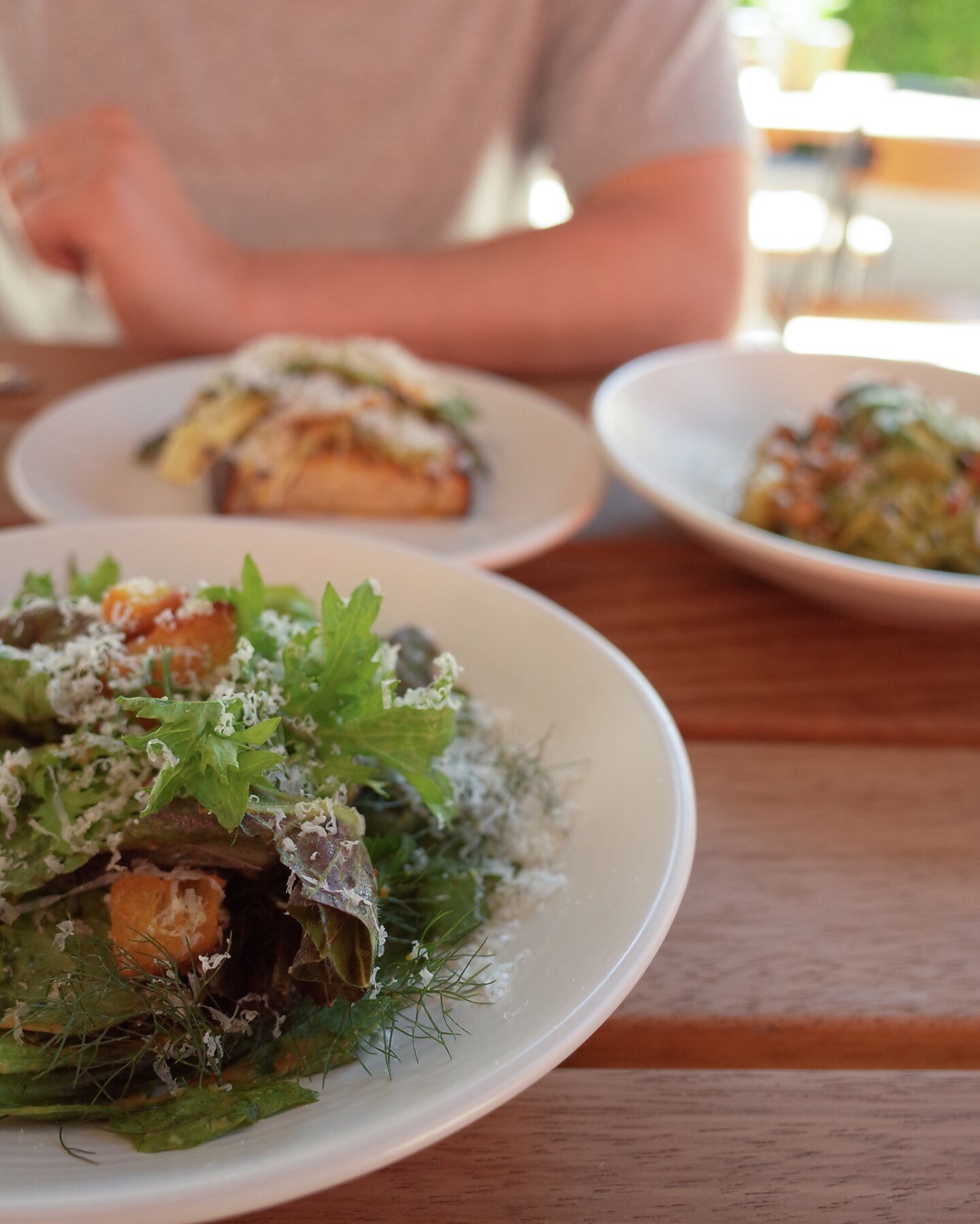 Terrace ✔️ 
Summer menu ✔️
Spritzers ✔️
Good vibes ✔️
Accepting Walk-ins ✔️ 🏃&zwj;♀️🏃&zwj;♂️ 

⚡️ Caesar salad - #homegrown lettuce from @johnniecollins garden, shallot tops, anchovy

⚡️#Homemade ricotta &amp; courgette tagliarini, basil, berkswell