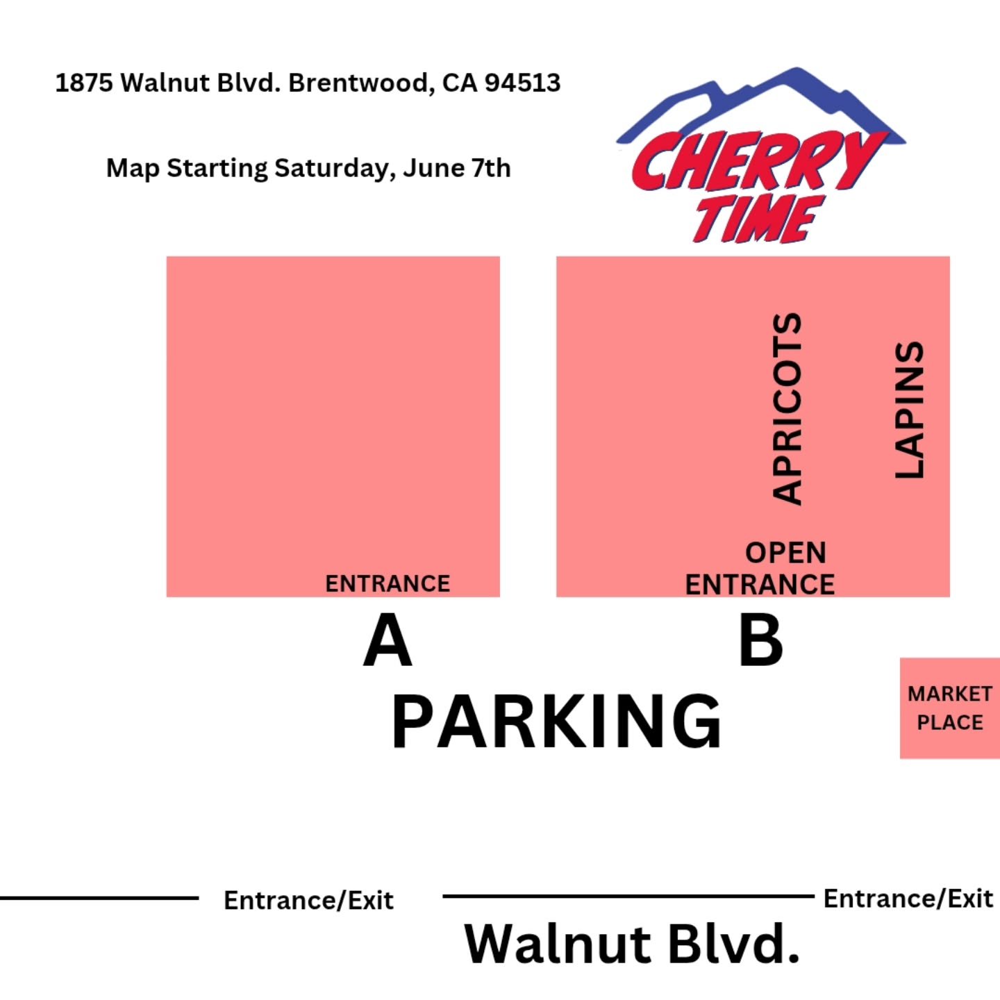 U-Pick Information:
Cherry Time 
@brentwoodcherrytime
Open Wednesday - Sunday
9 AM - 5 PM

📍1875 Walnut Blvd, Brentwood CA 94513

🍒$4.50 per pound - Cash Only
🍒Types of Cherries: Lapins and Apricots 
🍒 No Entry Fees - Pay for what you pick.
🍒No 