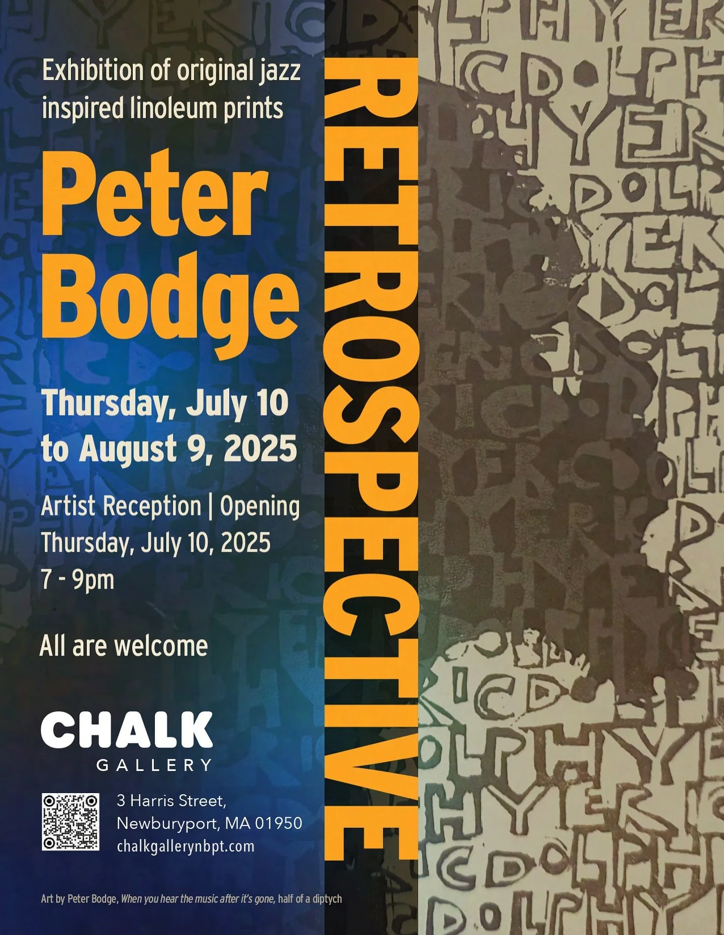 Outdoor Sculpture at Maudslay artist Nina Tanis is opening her third show in her new gallery @chalkgallery_newburyport on Harris Street in Newburyport. It is a retrospective of Peter Bodge&rsquo;s jazz inspired linoleum prints.  Peter Bodge is from L