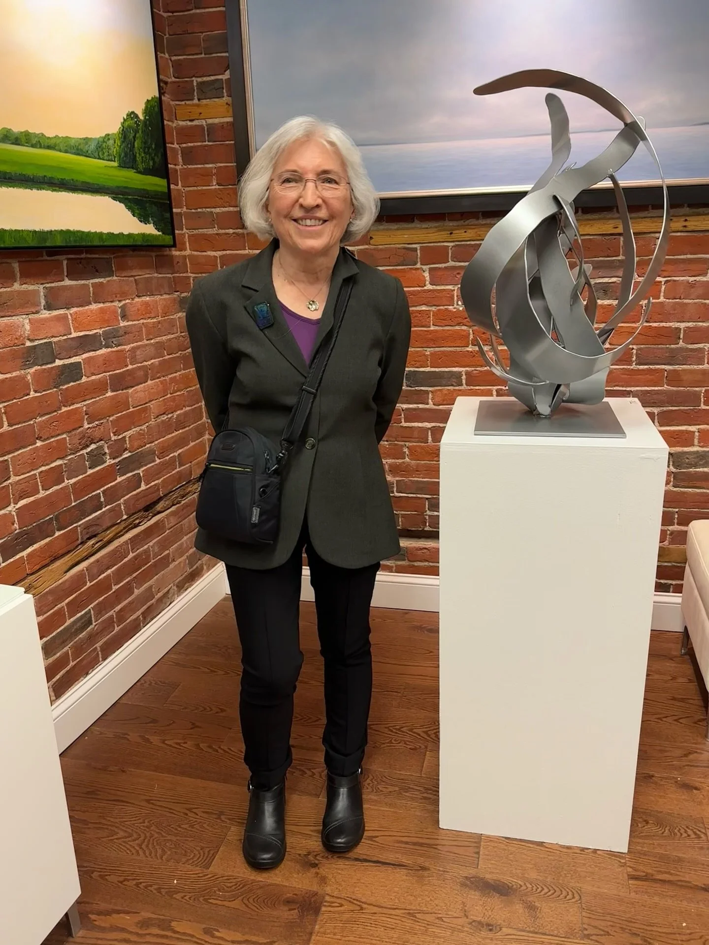 Outdoor Sculpture at Maudslay artist Joyce Audy Zarins with one of two of her pieces on exhibit now @threadneedle_gallery in Newburyport.  Many other artists from the New England Sculptors association are also on view. @nesculptors @nbptchamber @nbpt