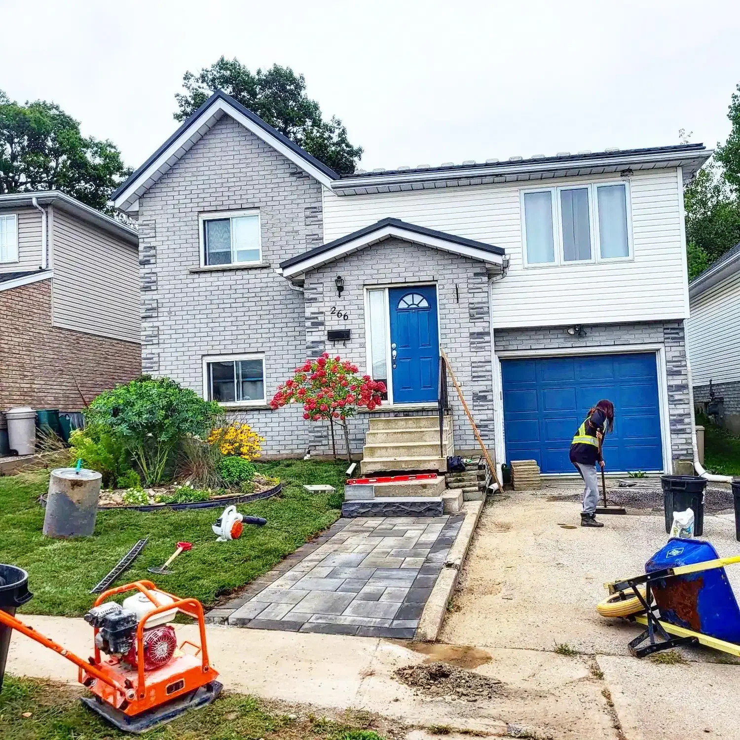 Front yard makeover completed by Brothers Landscaping in Kitchener, Ontario